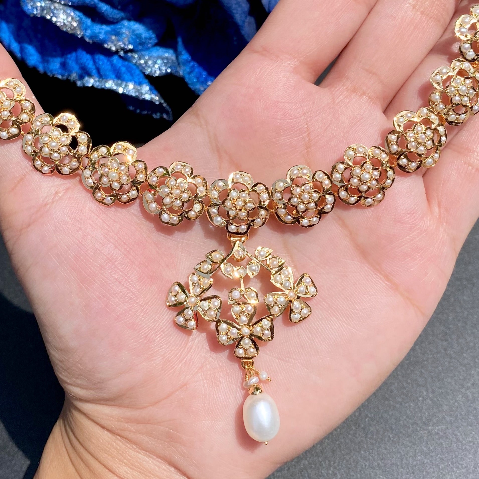 pearl necklace set gold plated 925 silver