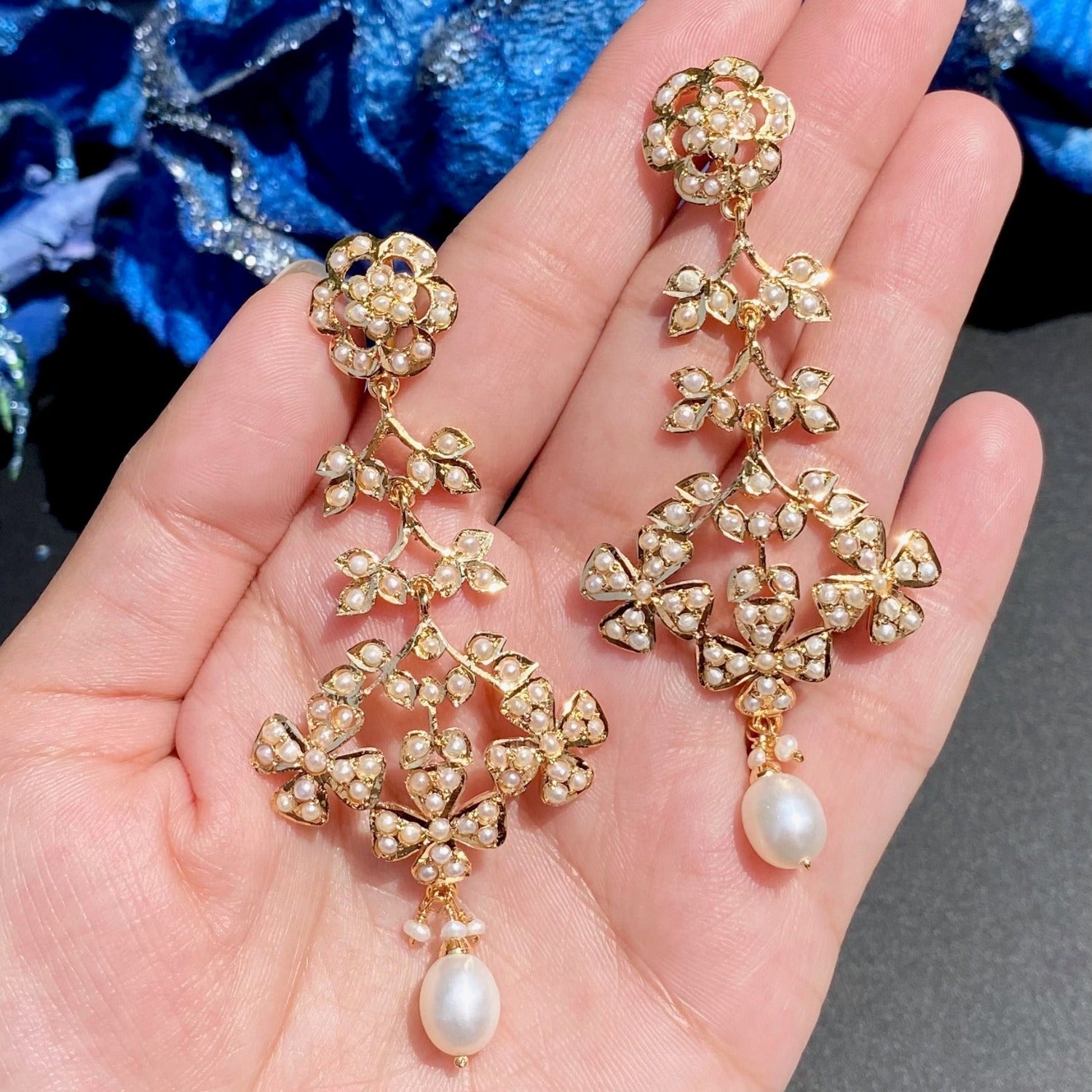 Pearl Drop Earrings on 925 Sterling Silver ER 174A