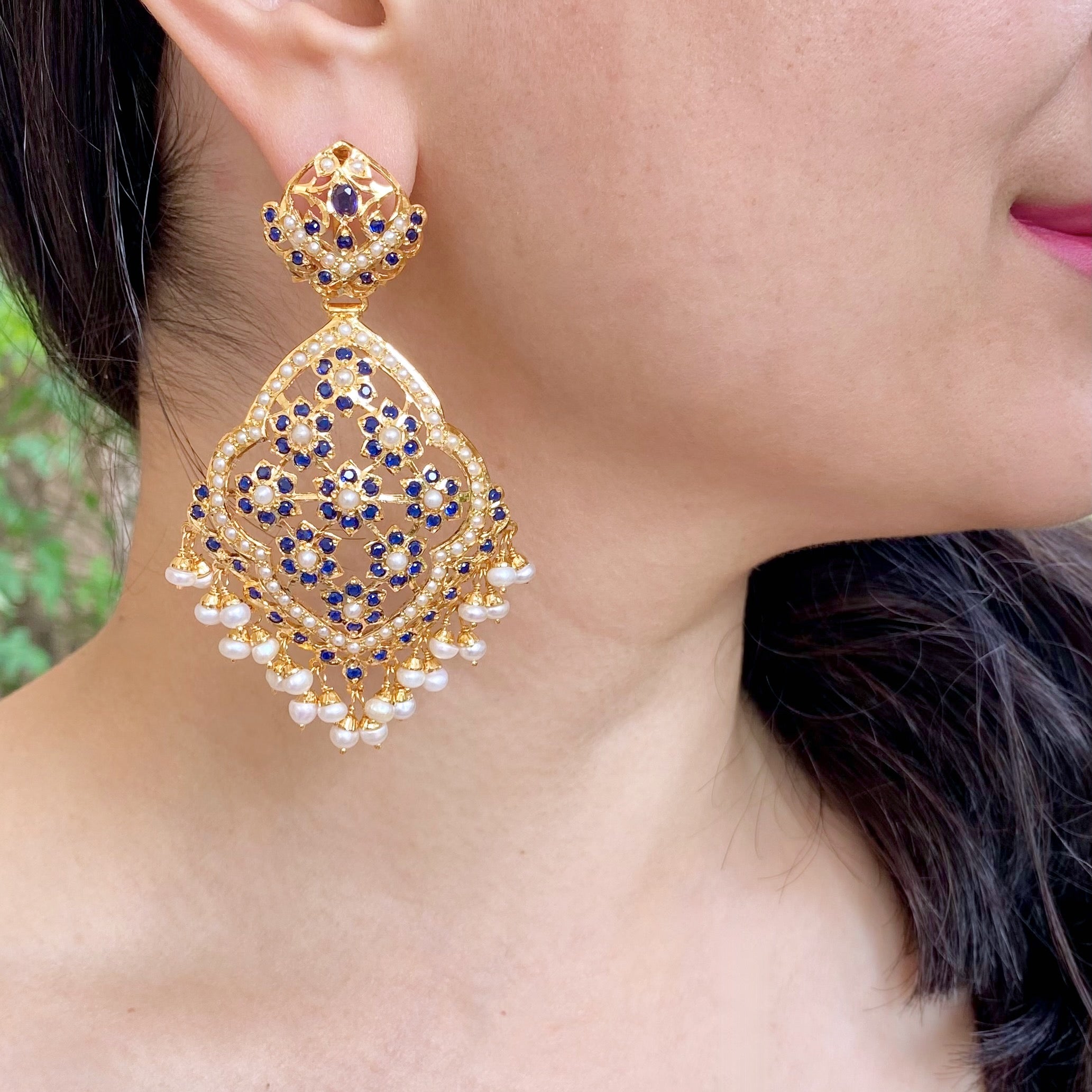 Statement Danglers | Gold Polished on Sterling Silver | Exquisite Design ER 337E