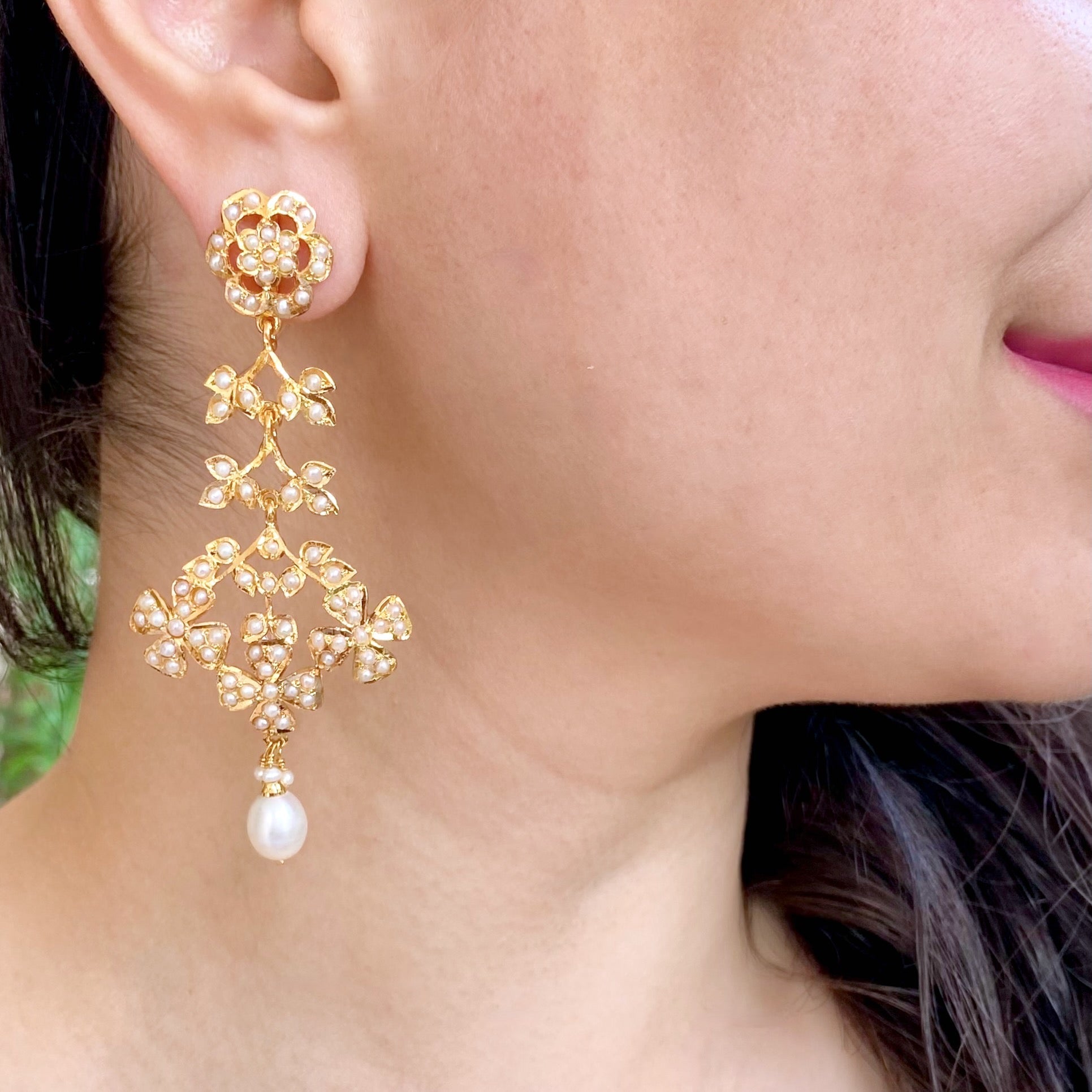 Pearl Drop Earrings on 925 Sterling Silver ER 174A