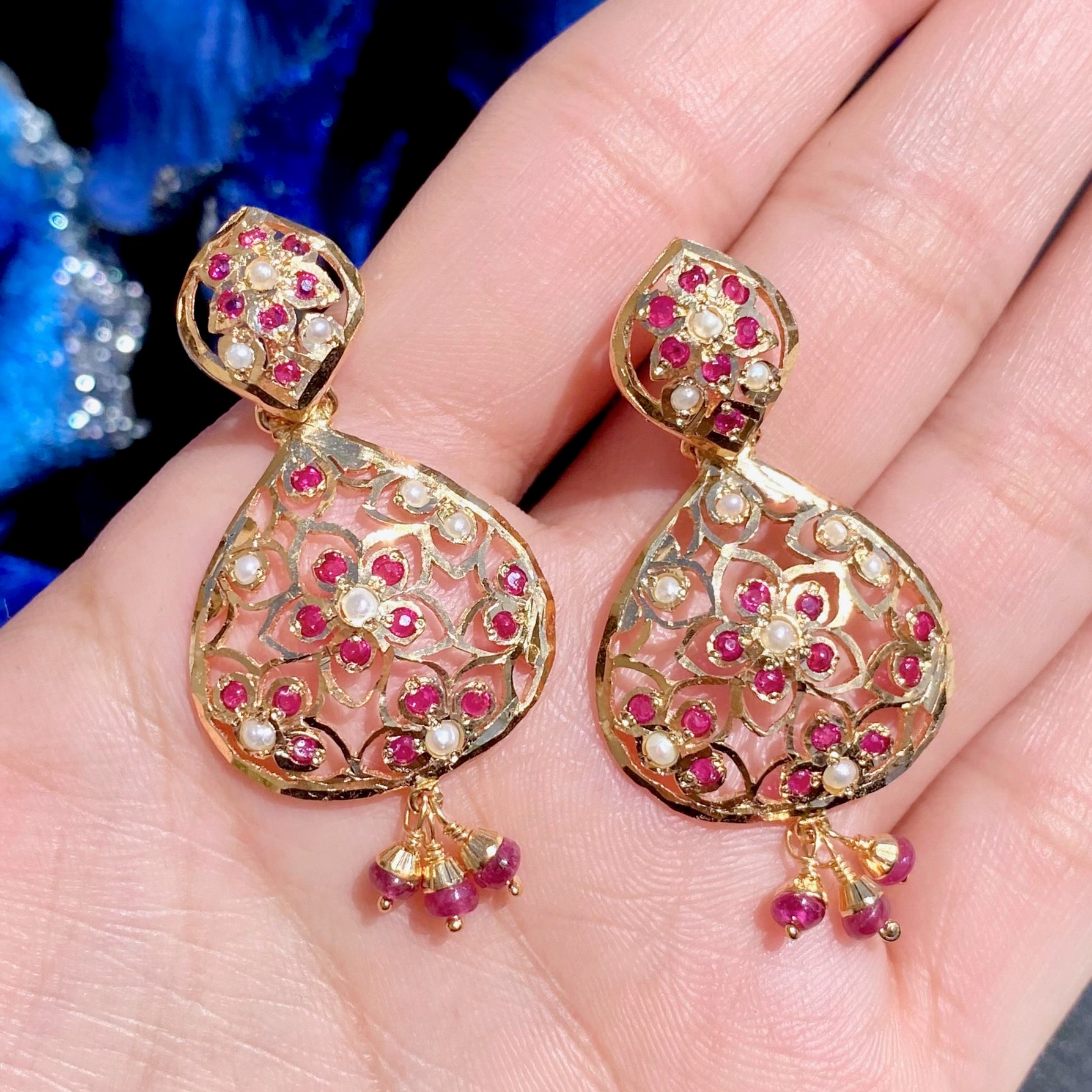 Modern Jadau Necklace Set | Ruby Red Stones & Pearls Studded NS 362