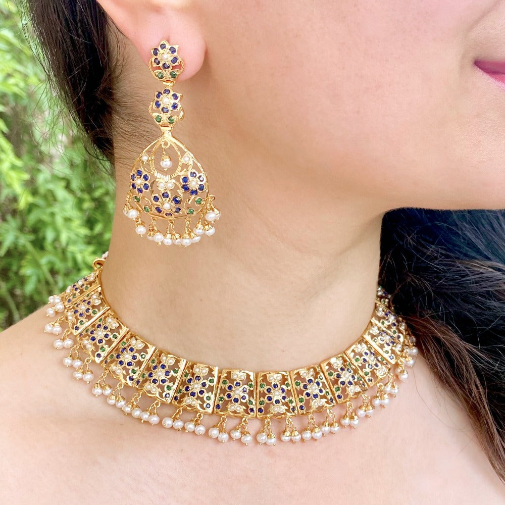 buy gold plated traditional indian necklace set online