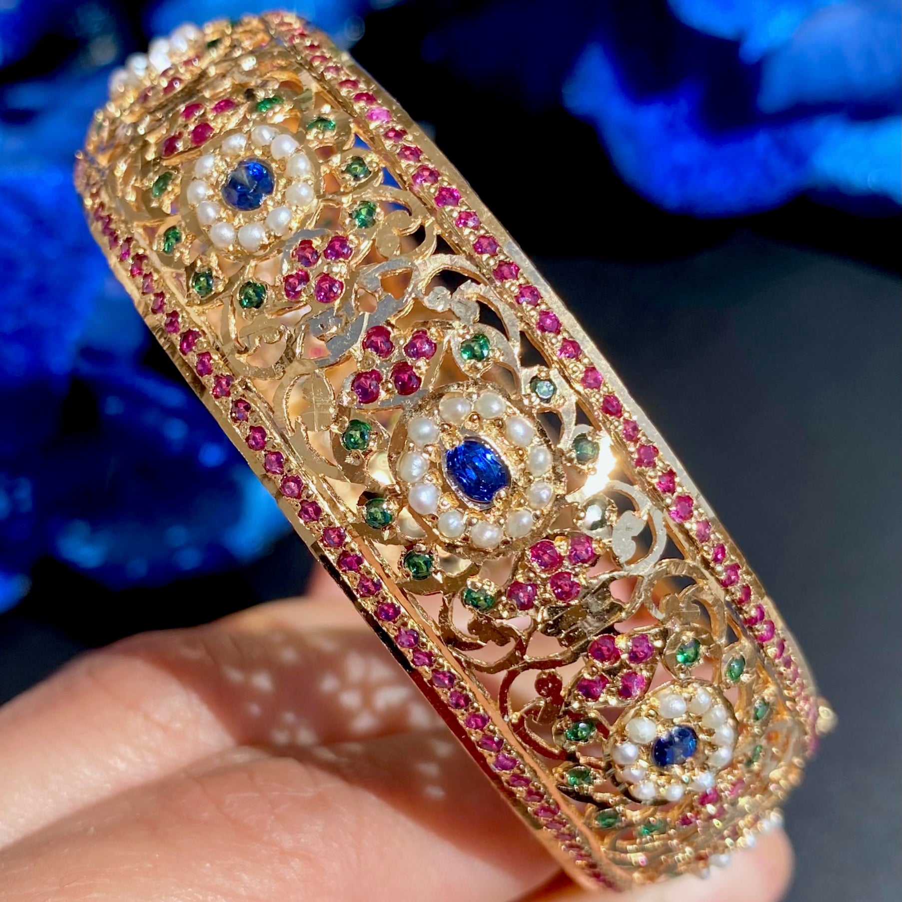 Exquisite Jadau Kadas For Women | 925 Silver Gold Plated Bangles