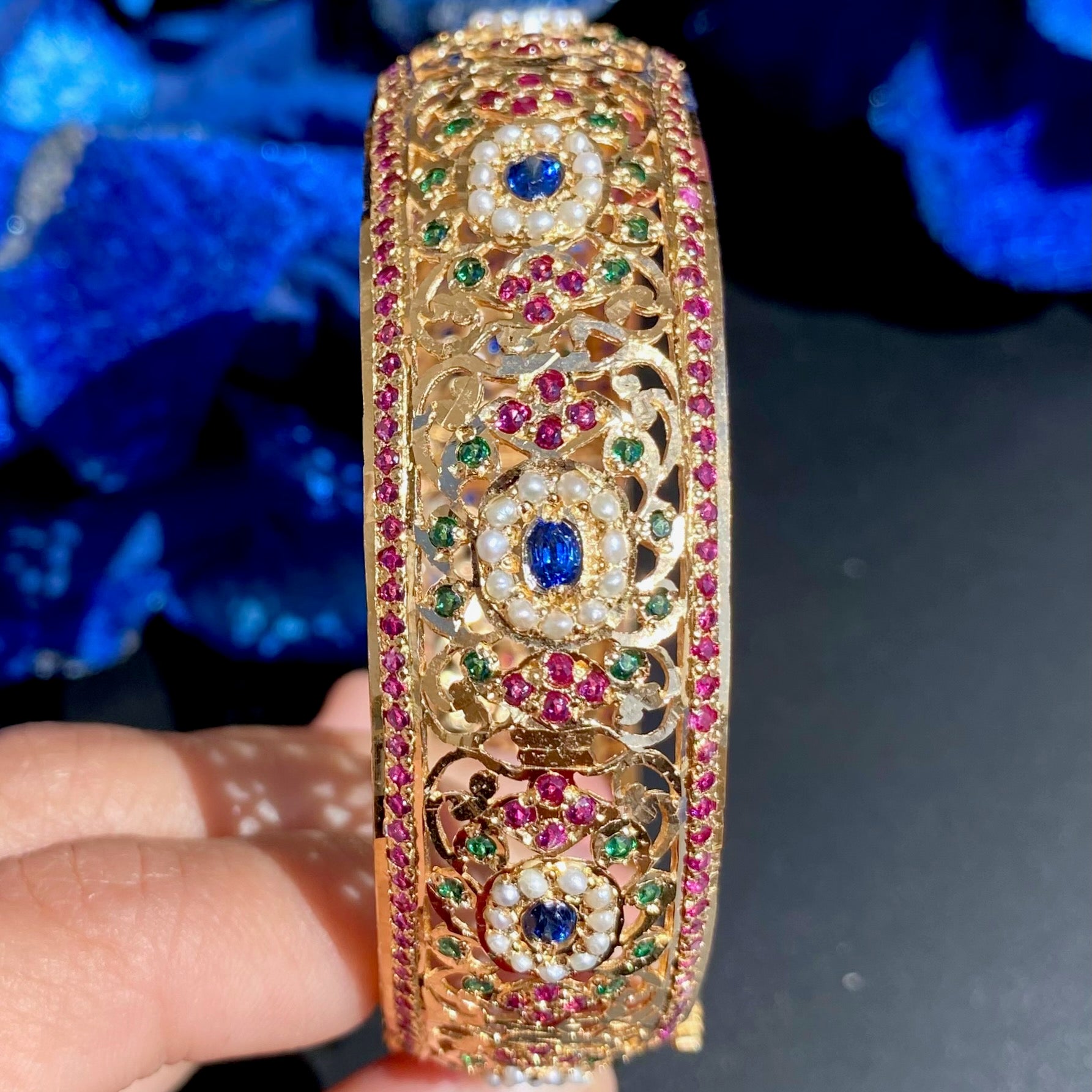 Exquisite Jadau Kadas For Women | 925 Silver Gold Plated Bangles