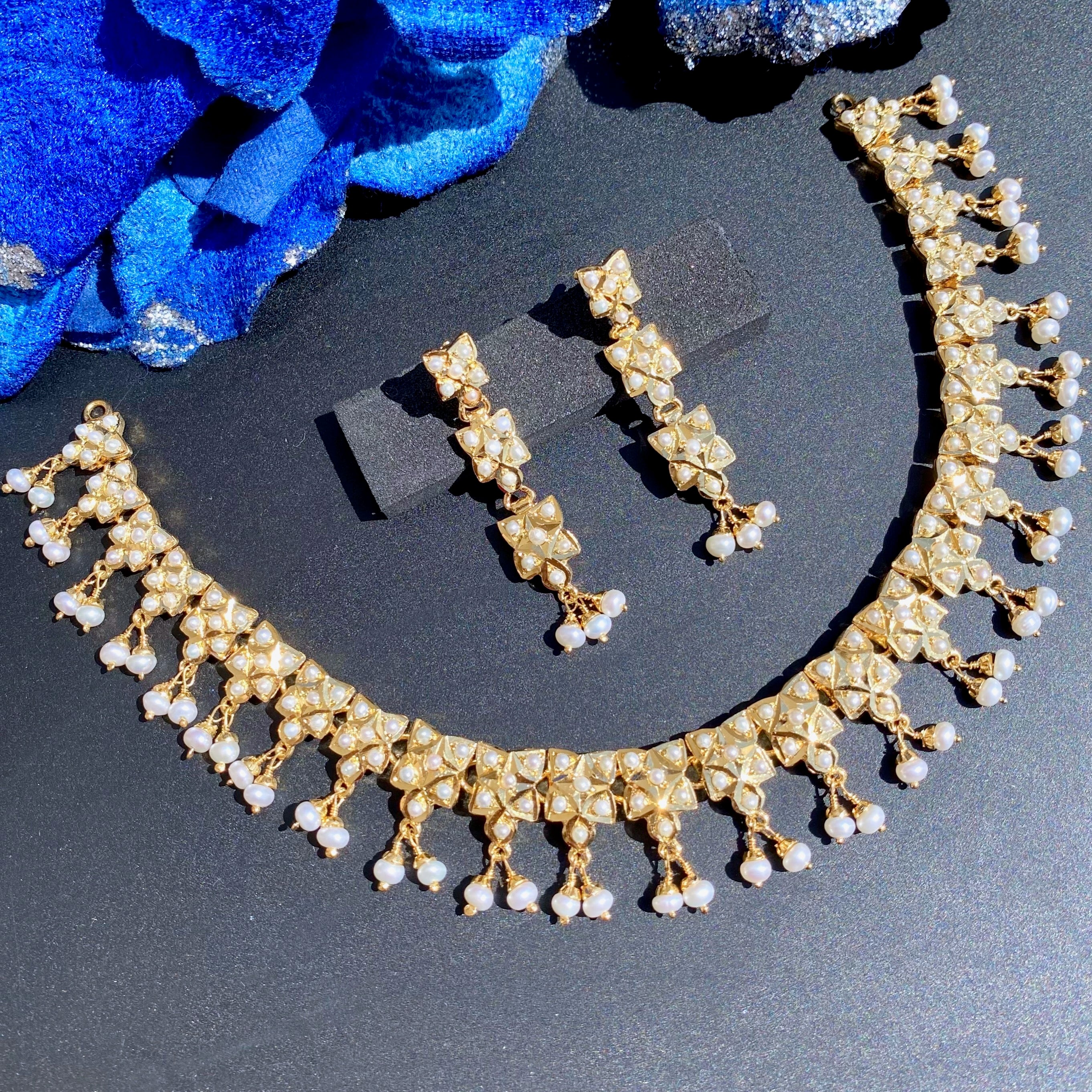 Sleek Pearl Necklace Set | Gold Plated on 925 Silver NS 365
