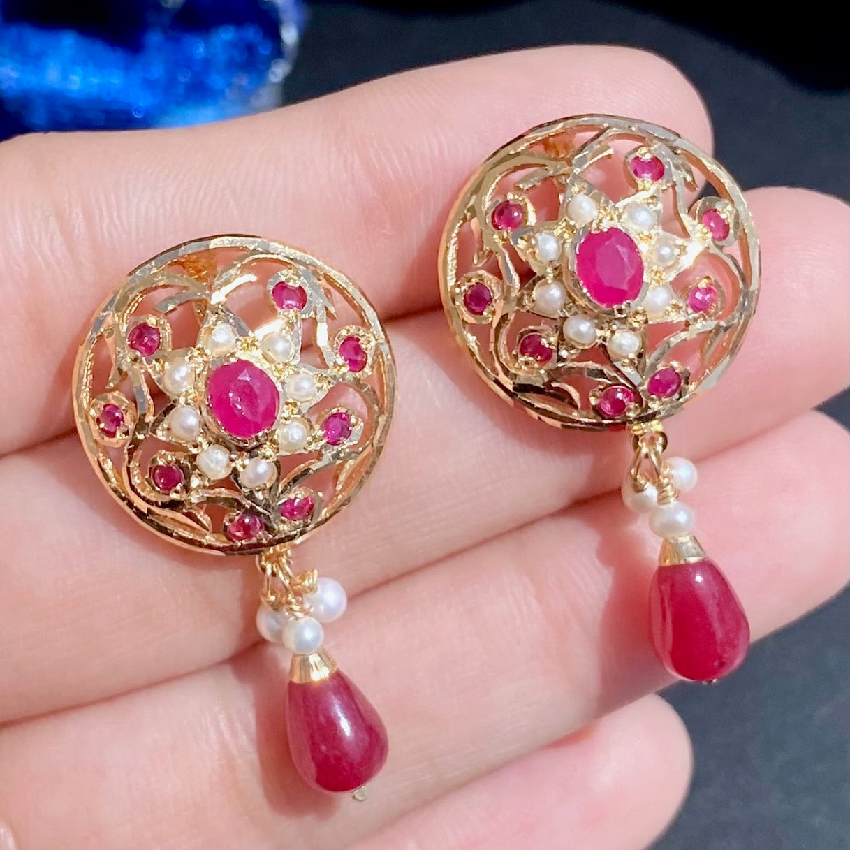 Unique Design Necklace Set on Sterling Silver | Gold Plated Jadau Jewelry