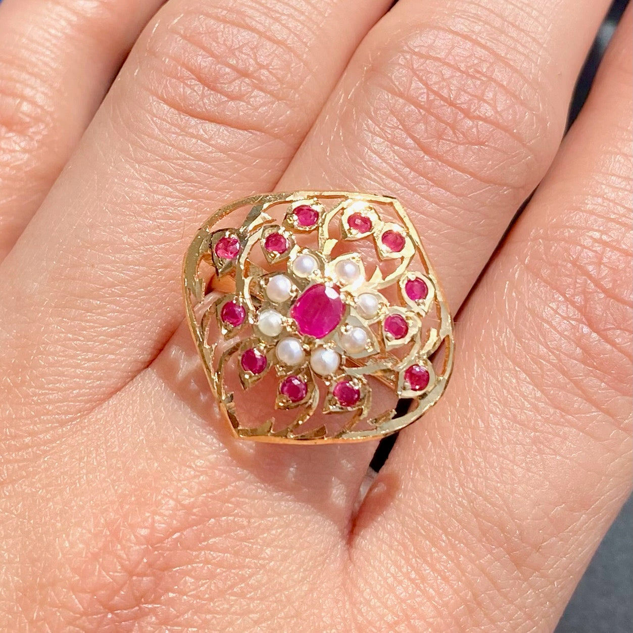 Intricately Handmade Jadau Ring For Women | Gold Plated on Silver LR 077