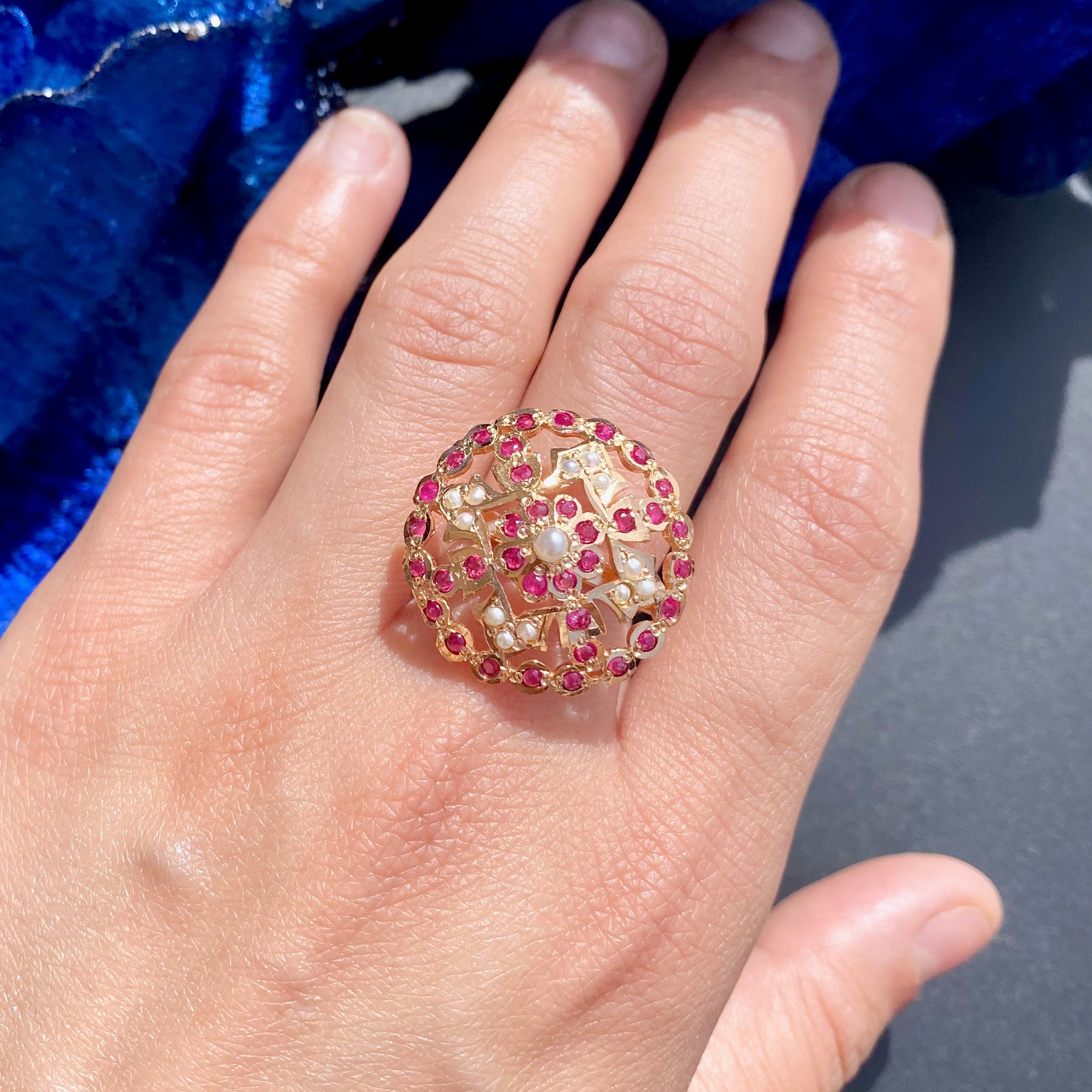 Round Jadau Ladies' Ring | Gold Plated on SilverLR 086 LR 078