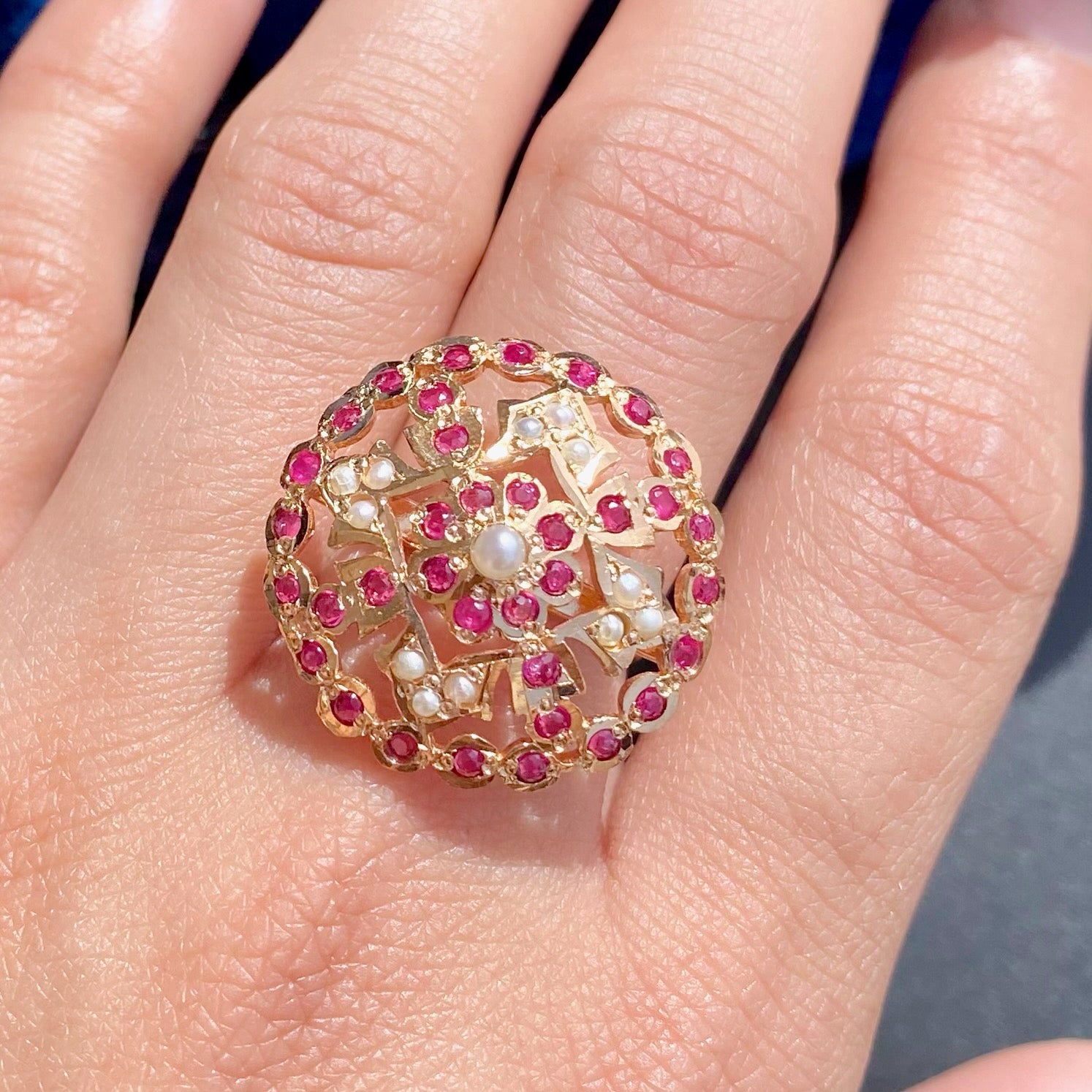 Round Jadau Ladies' Ring | Gold Plated on SilverLR 086 LR 078