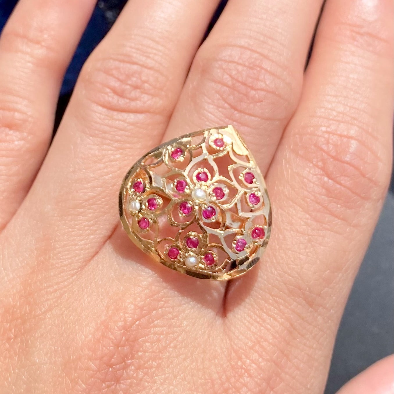 Drop Shaped Ladies Ring | Contemporary Design | Gold Plated on Silver LR 079
