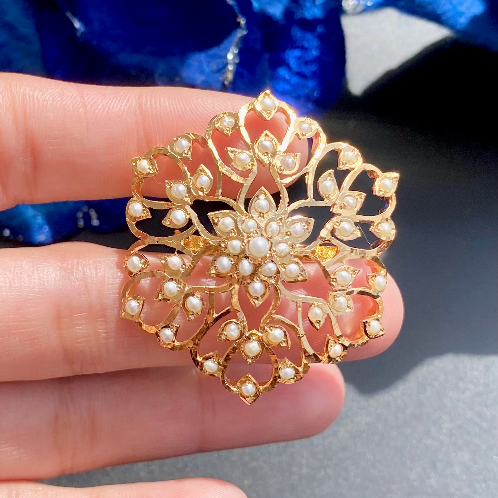 Antique Design Cocktail Ring | Sterling Silver Base with Gold Plating | Gifts For Women LR 084