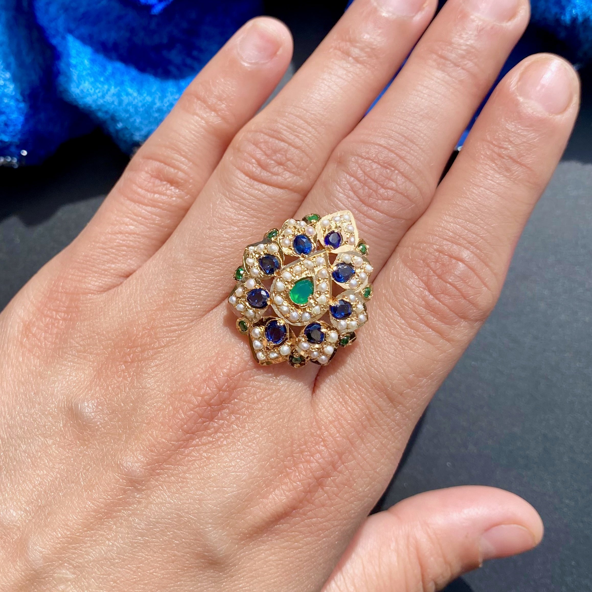 Exquisite Jadau Ring For Women | Gold Plated 925 Silver LR 086