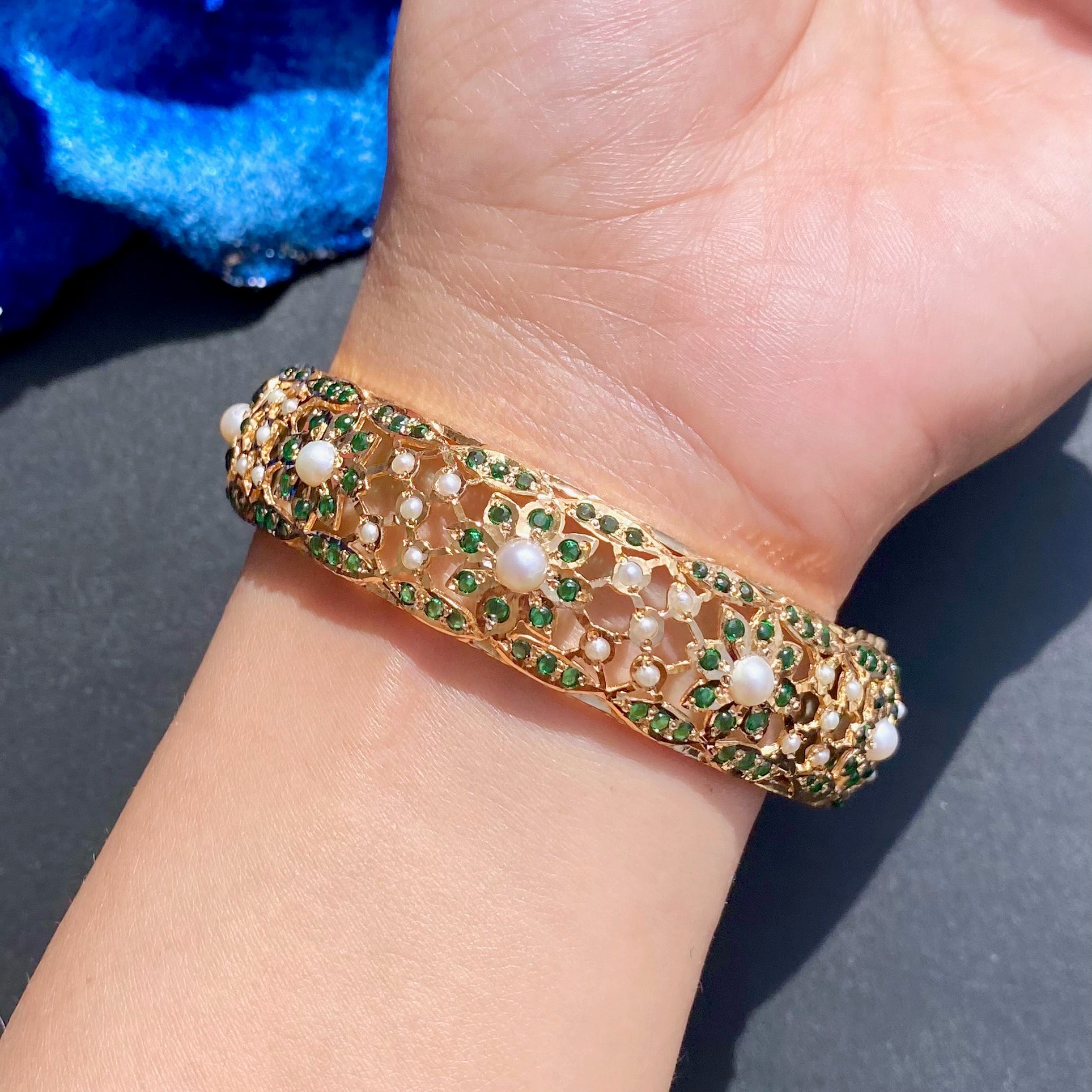 Emerald Green Bangles | Jadau Jewelry | Gold Plated on Silver