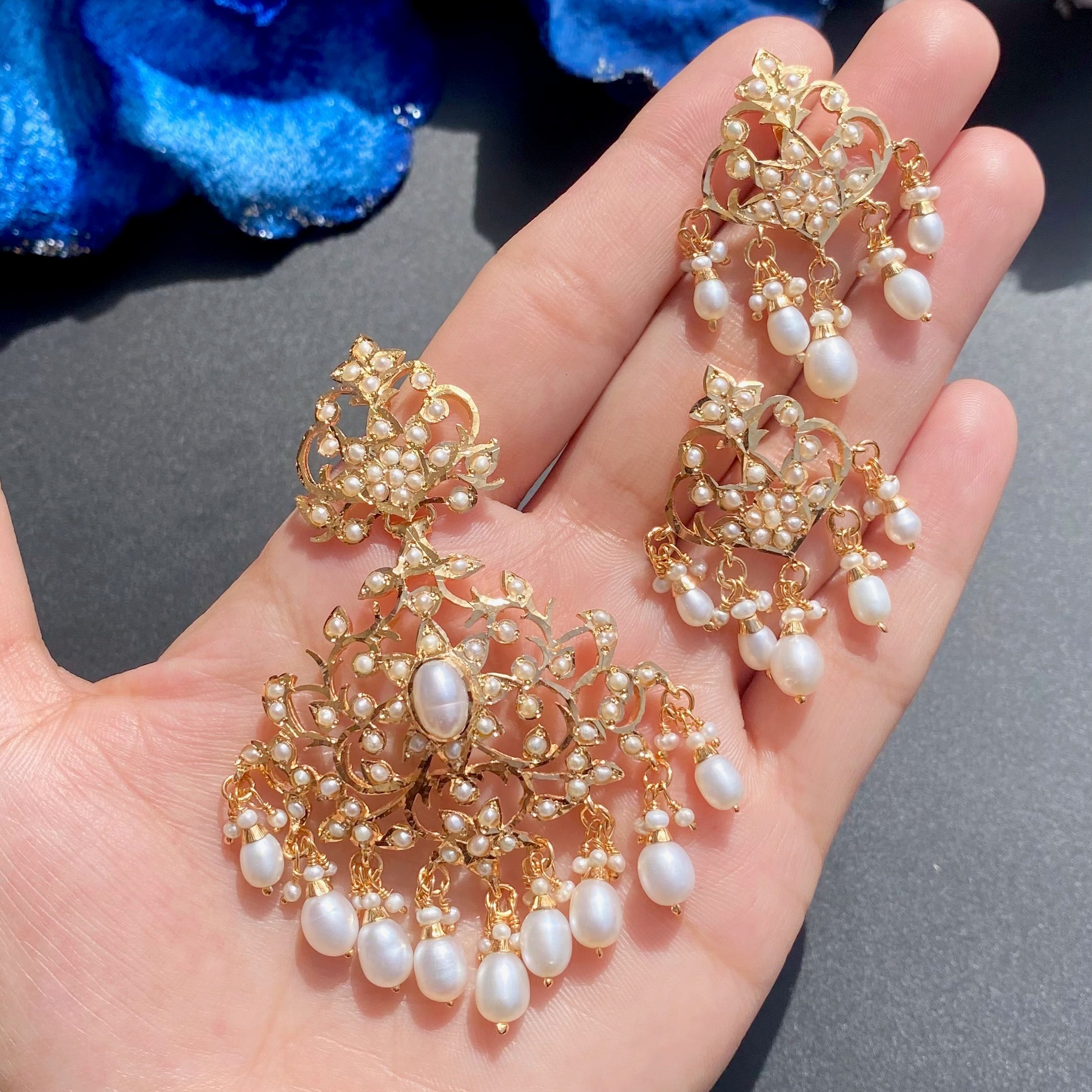 Womens Pearl Pendant Set | Gold Plated on 925 Silver | Jadau Jewelry PS 118