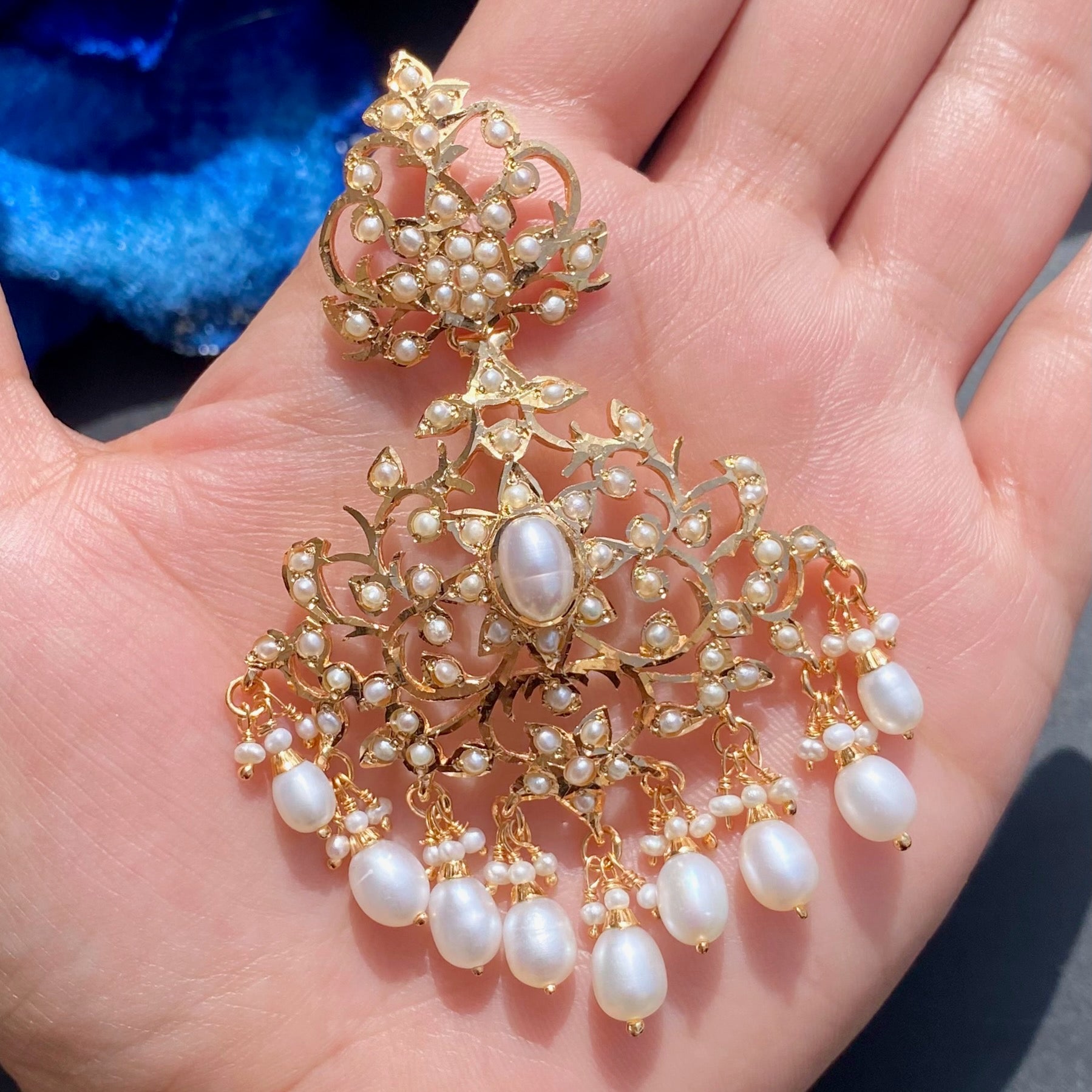 Womens Pearl Pendant Set | Gold Plated on 925 Silver | Jadau Jewelry PS 118