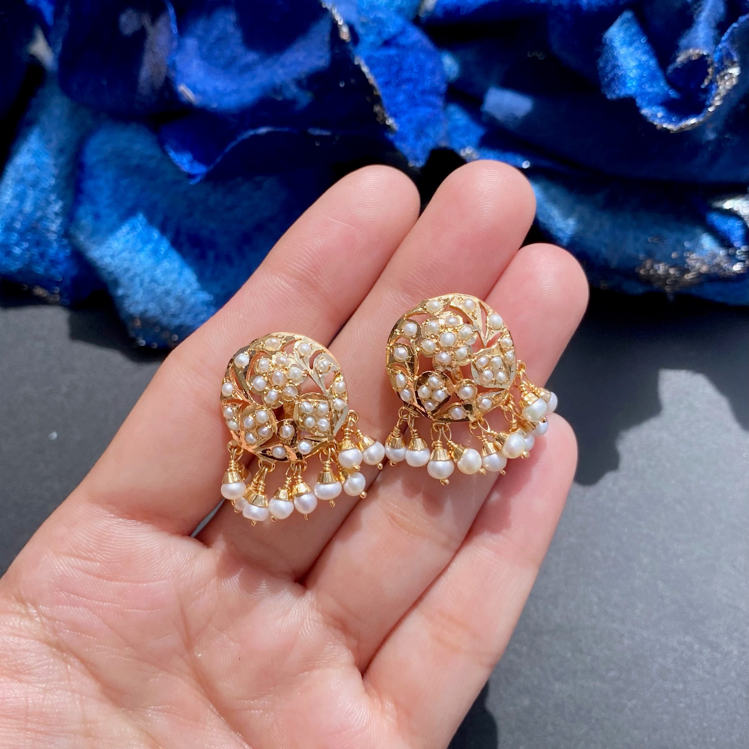 Small Round Pearl Stud Earrings For Women | 925 Silver Gold Plated ER 493