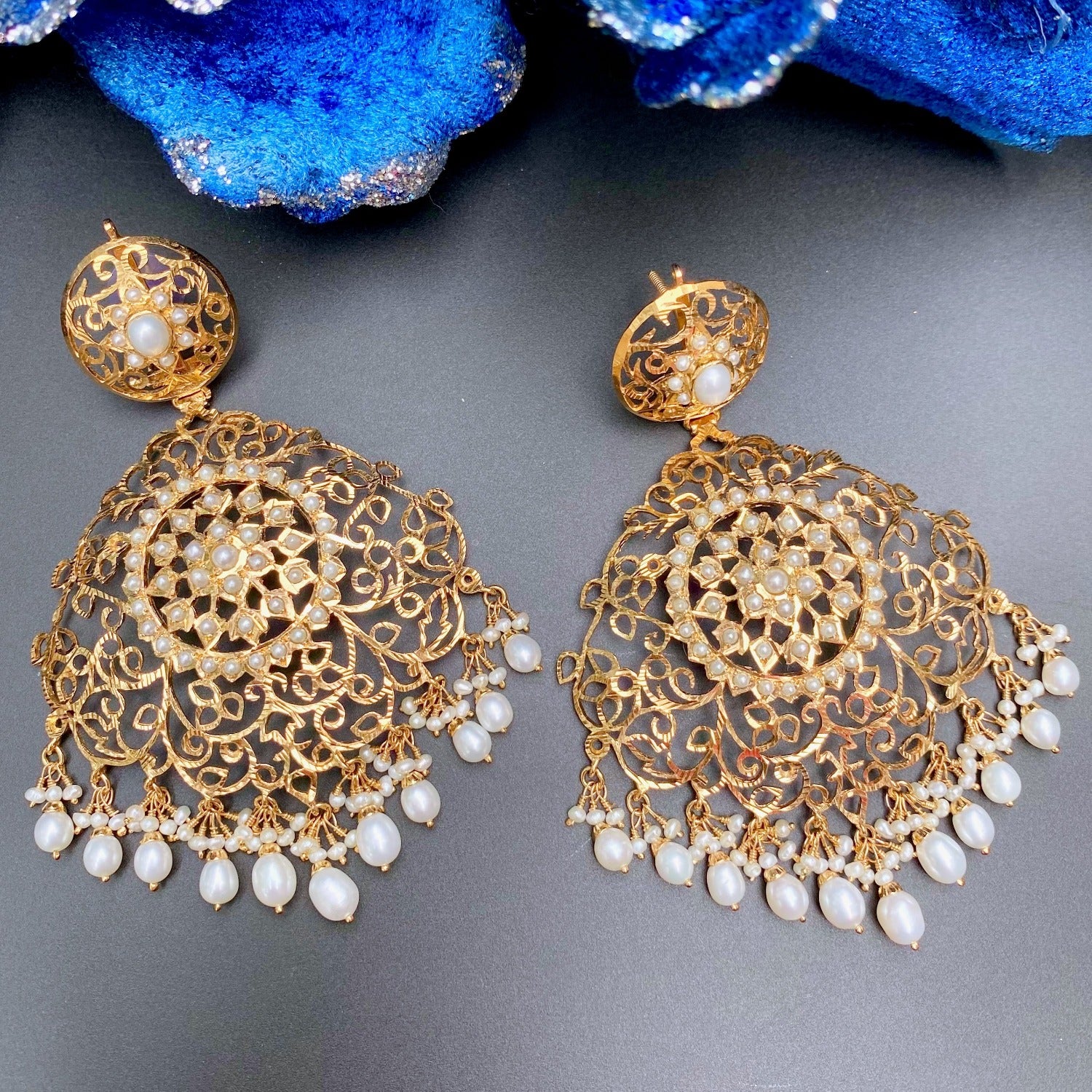 large silver earrings gold plated