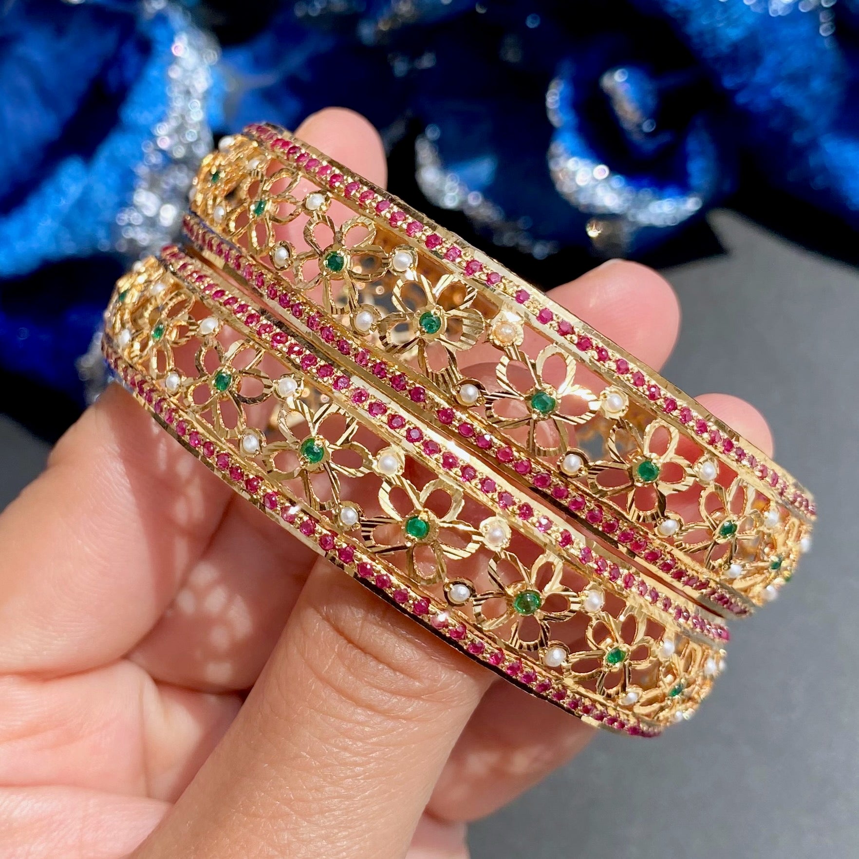 Gold Plated Women's Bangles | Contemporary Jadau Design BG 103