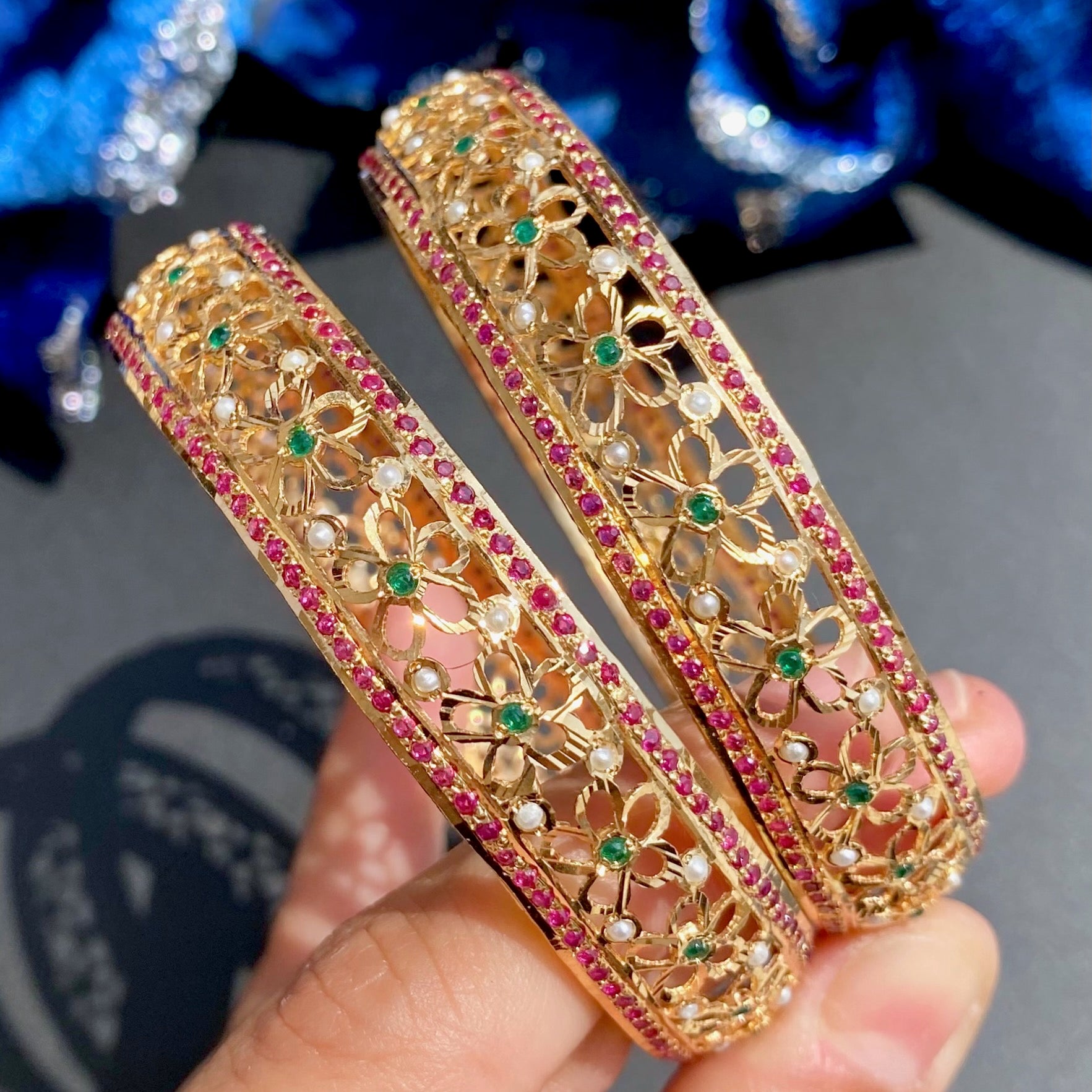 Gold Plated Women's Bangles | Contemporary Jadau Design BG 103