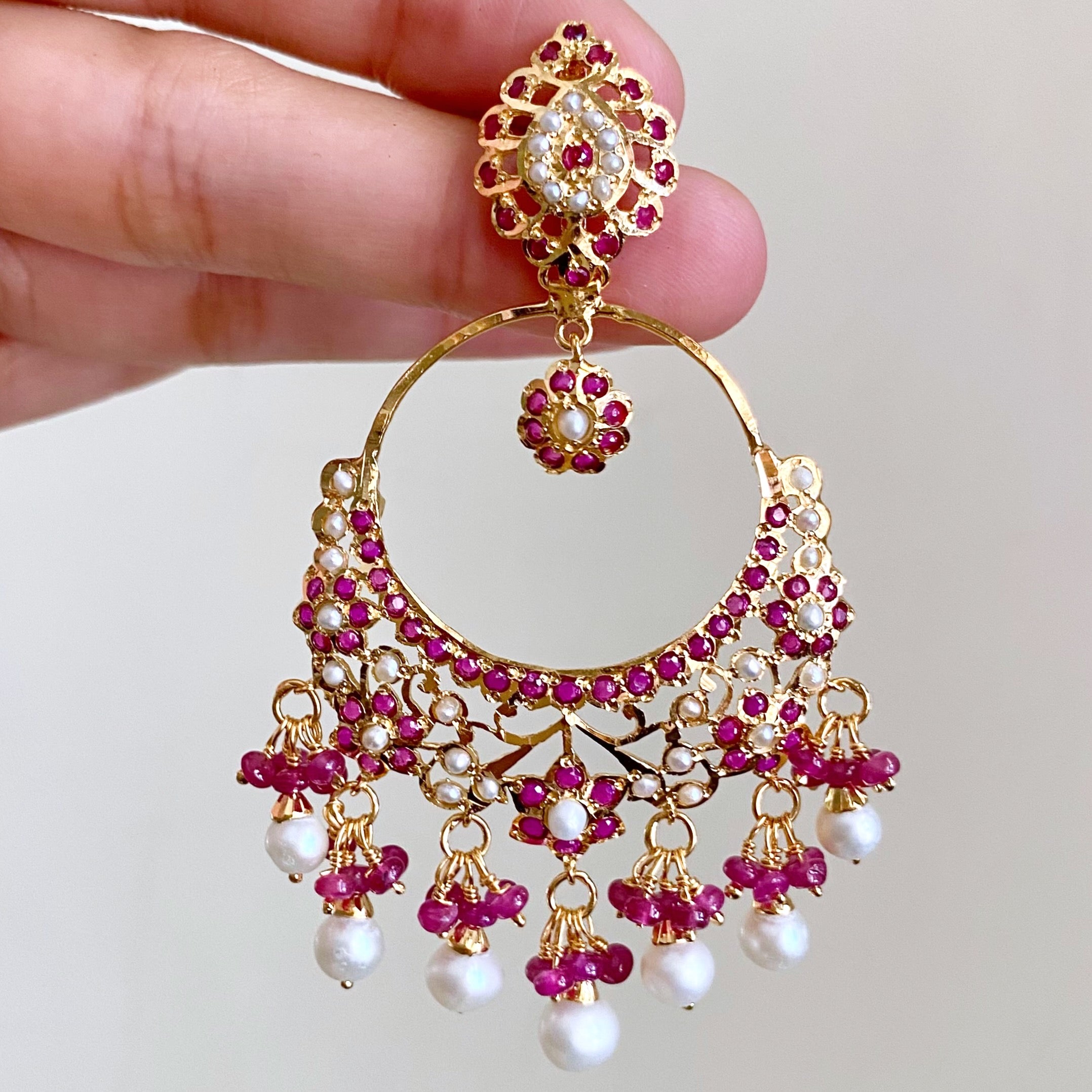 Exquisite Indian Chandbali Earrings | Gold Coated on Sterling Silver ER 496
