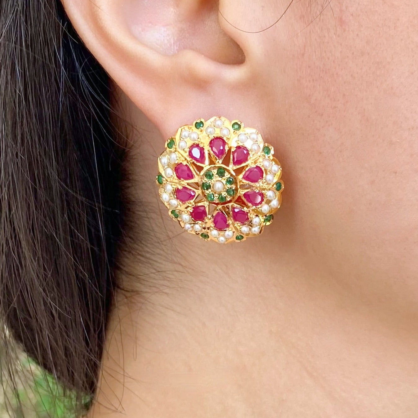 ruby emerald studs