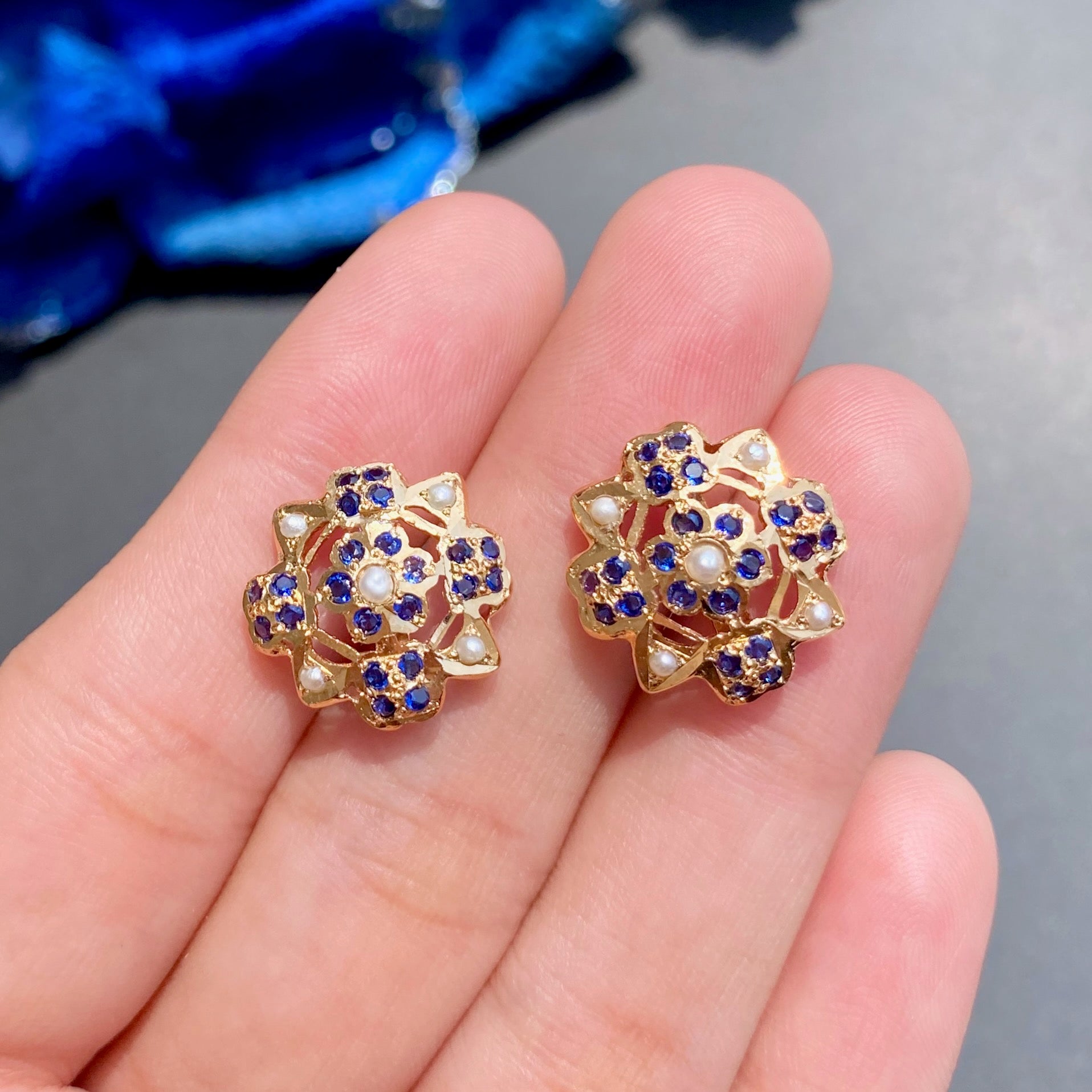 blue stud earrings