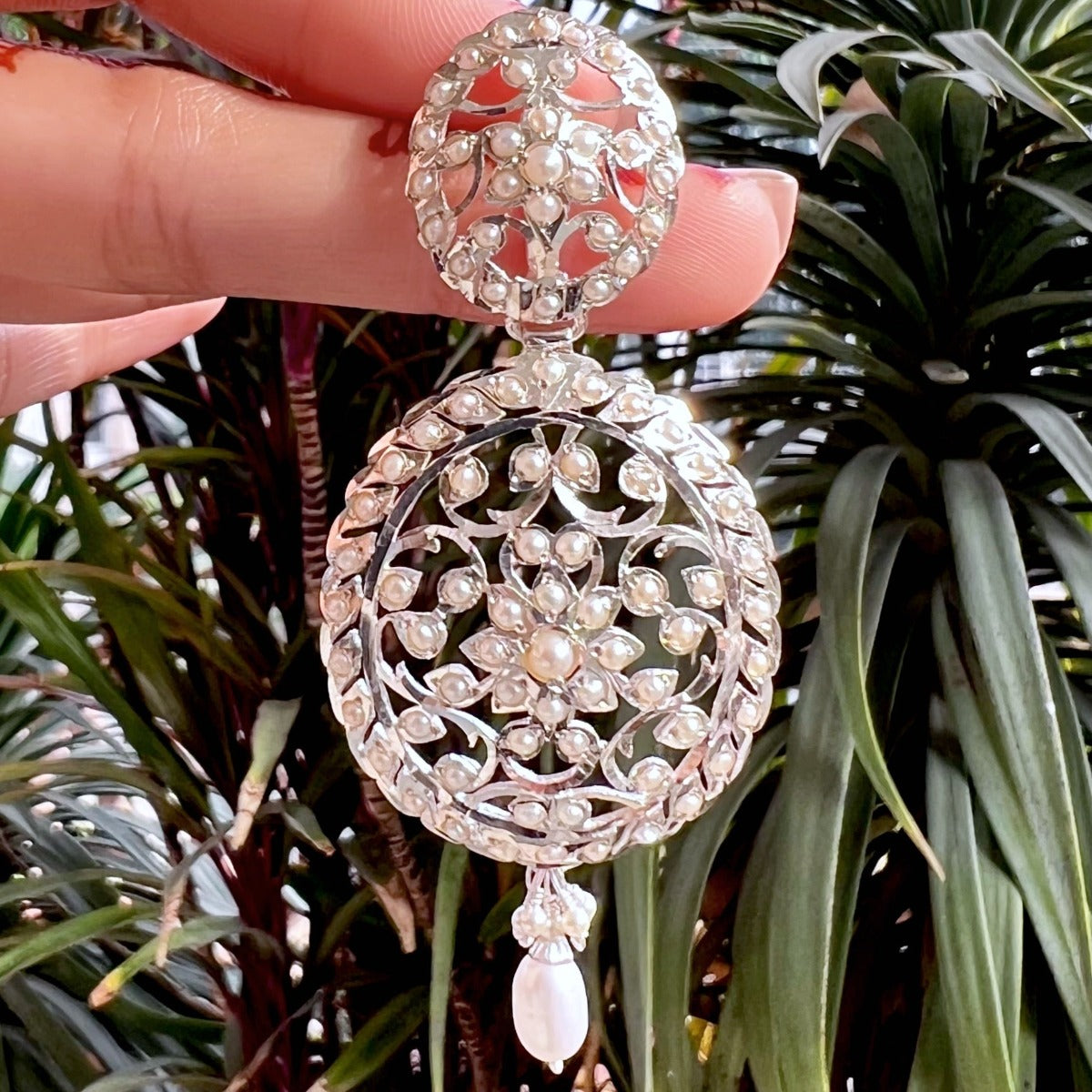 seed pearl edwardian style earrings