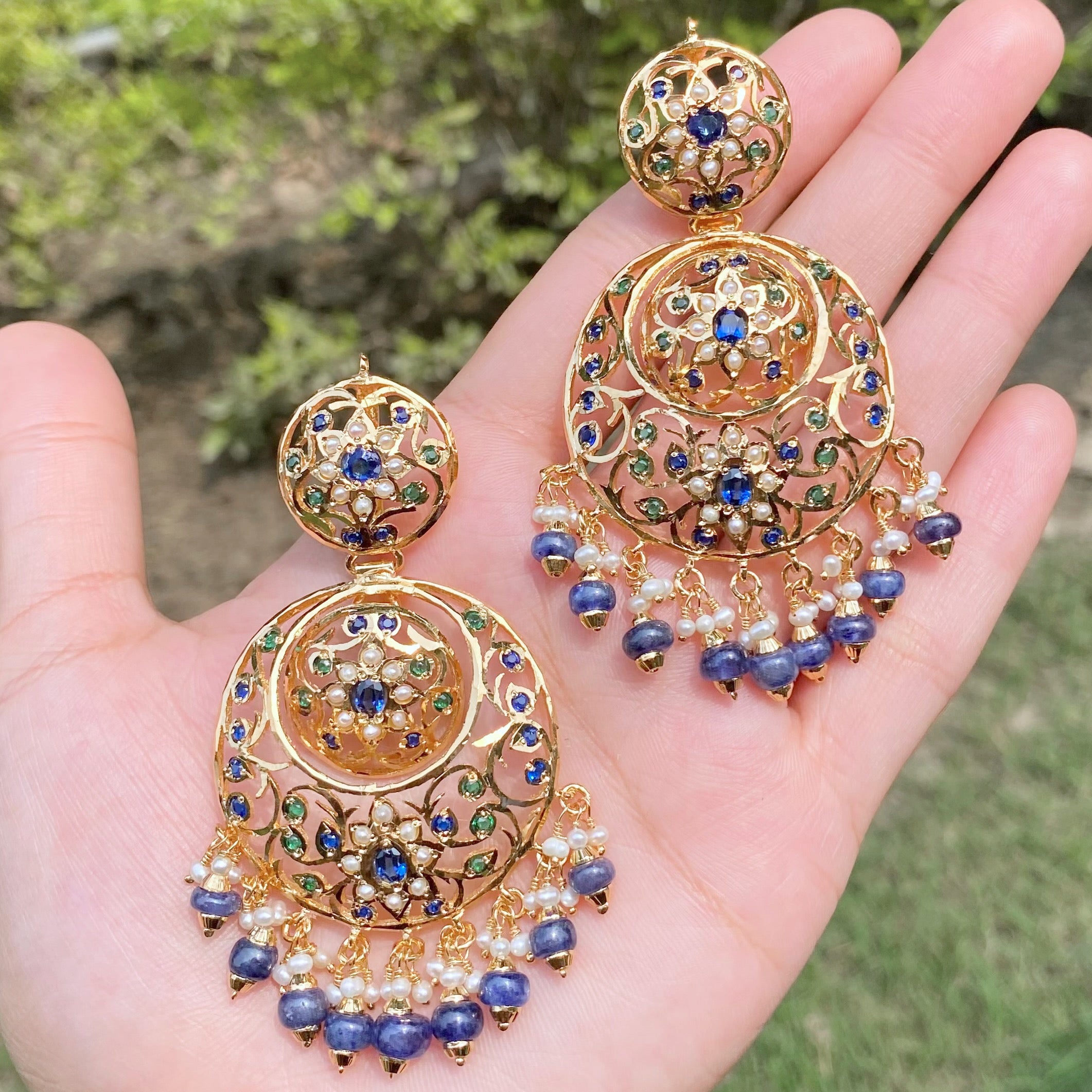 Gold Plated Jadau Chandbali Earrings ER 541