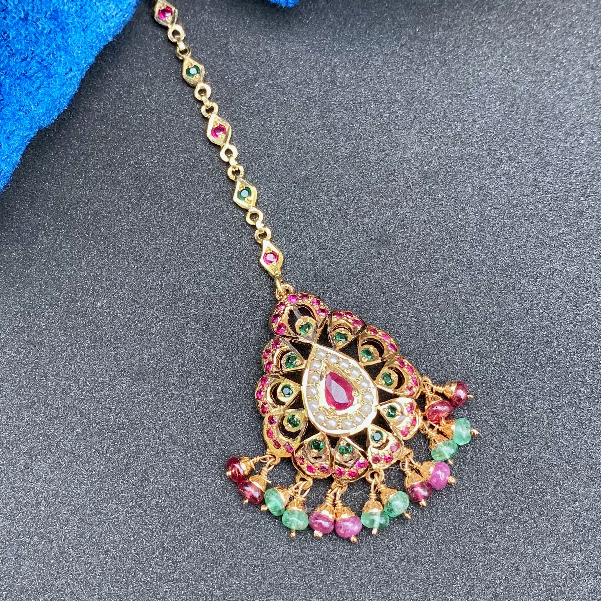 gold plated jadau tikka