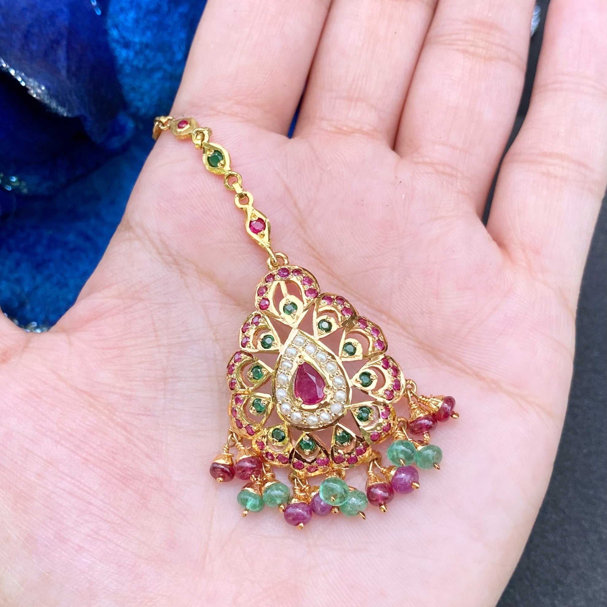 gold plated jadau tikka