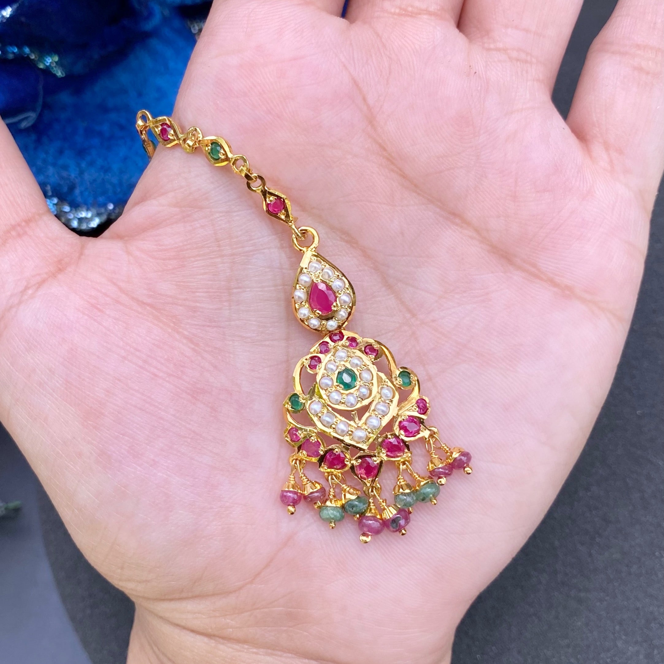 small jadau tikka gold plated