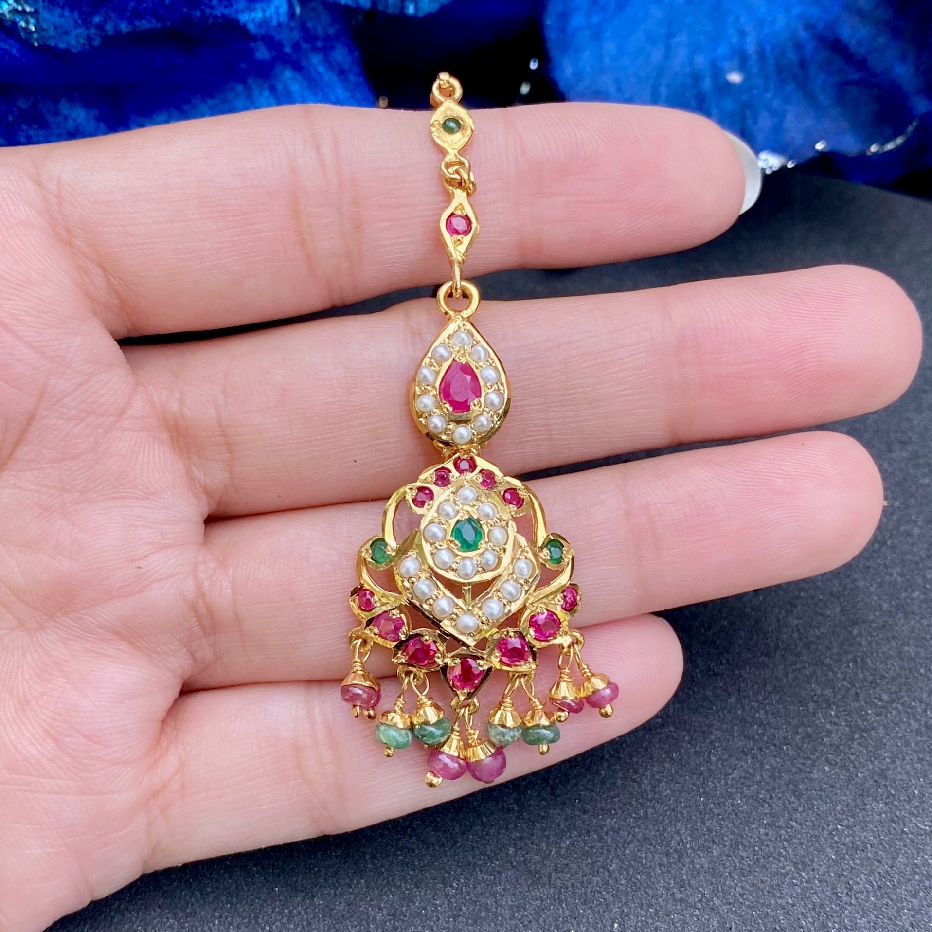 small jadau tikka gold plated