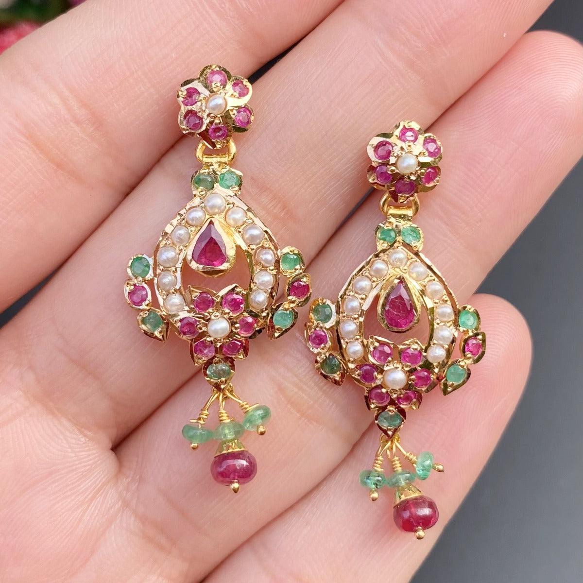 light weight jadau pendant set gold