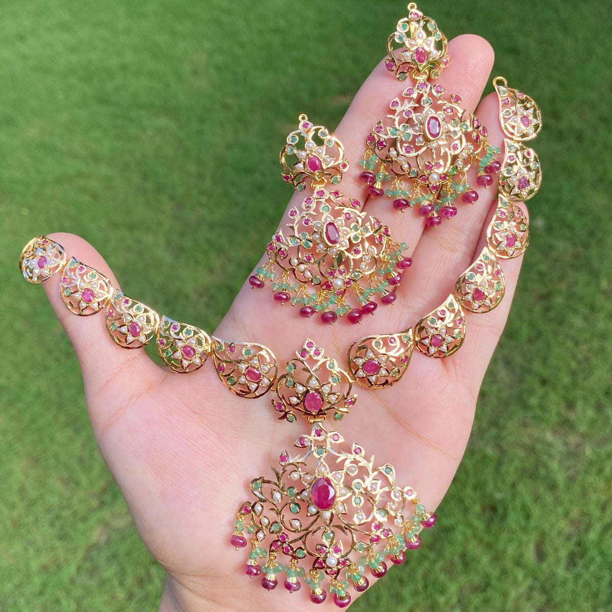 Lightweight Gold Jewelry | Edwardian Styled Indian Jewelry Online GNS 219