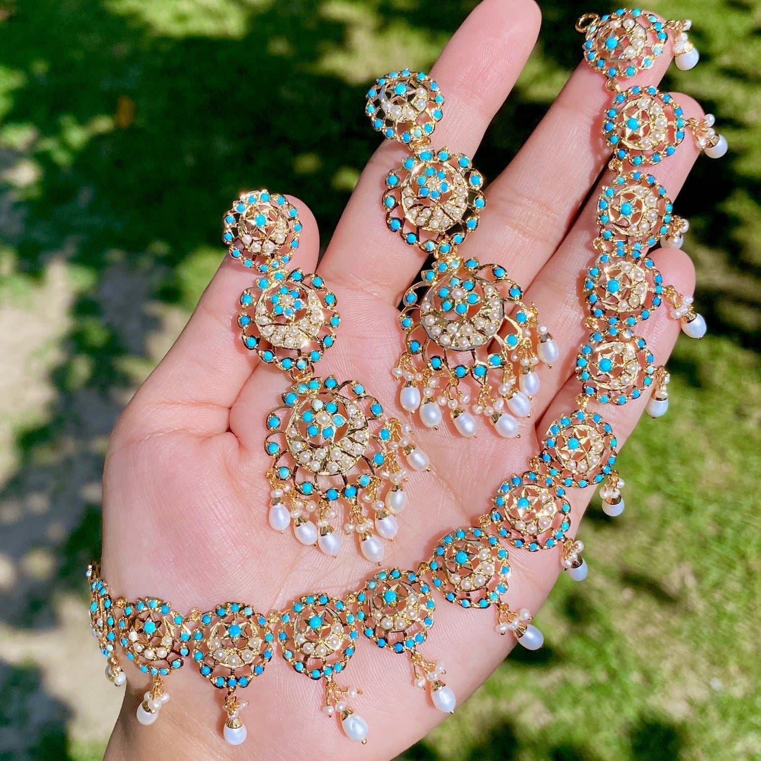 turquoise necklace gold plated on silver