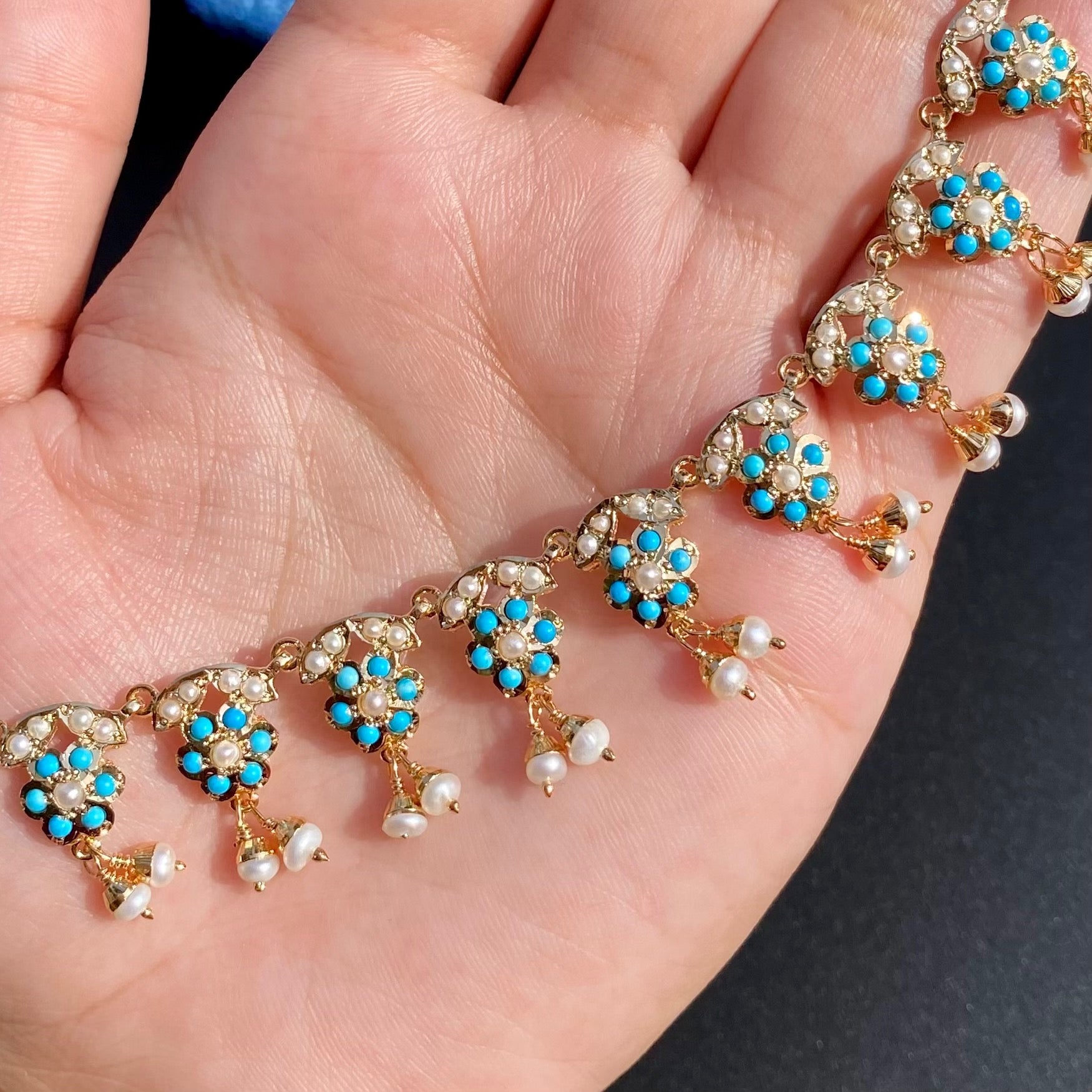dainty pearl firoza necklace set