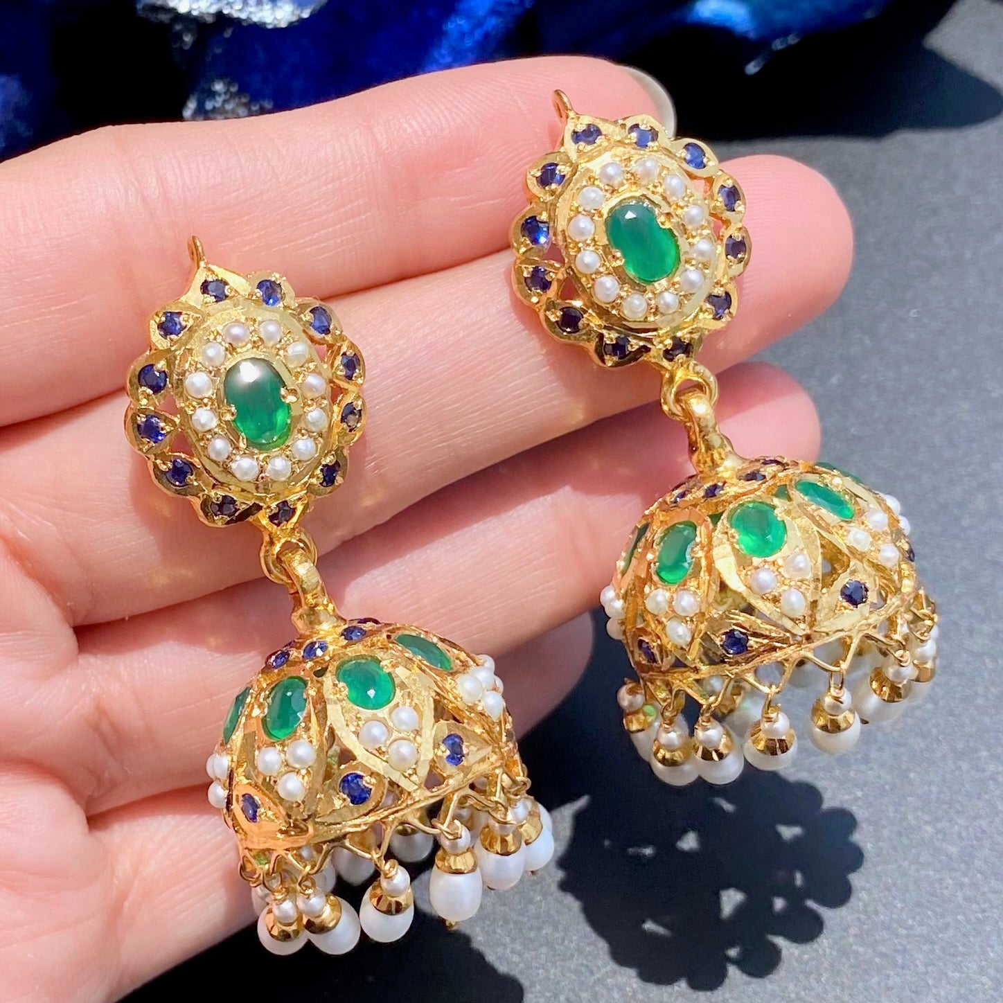 Multicolored Jadau Necklace with Jhumka Earrings NS 127