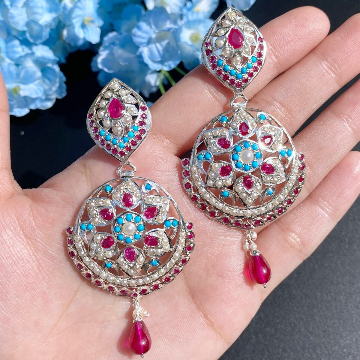 pure silver earrings jadau