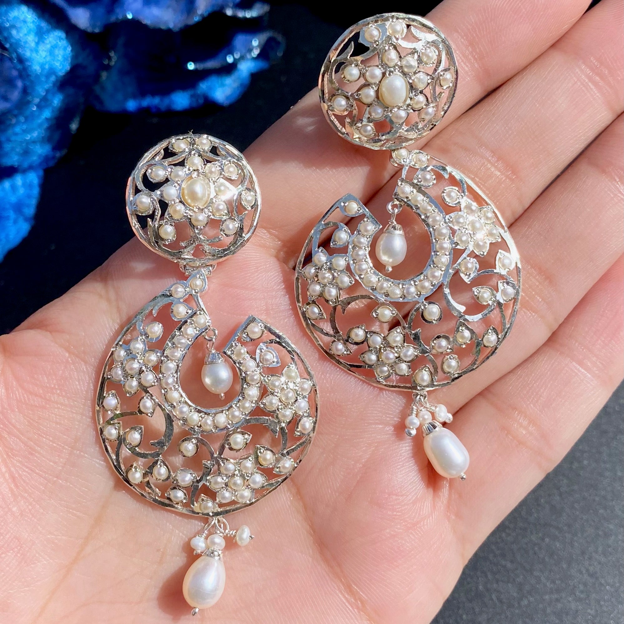 party wear silver earrings
