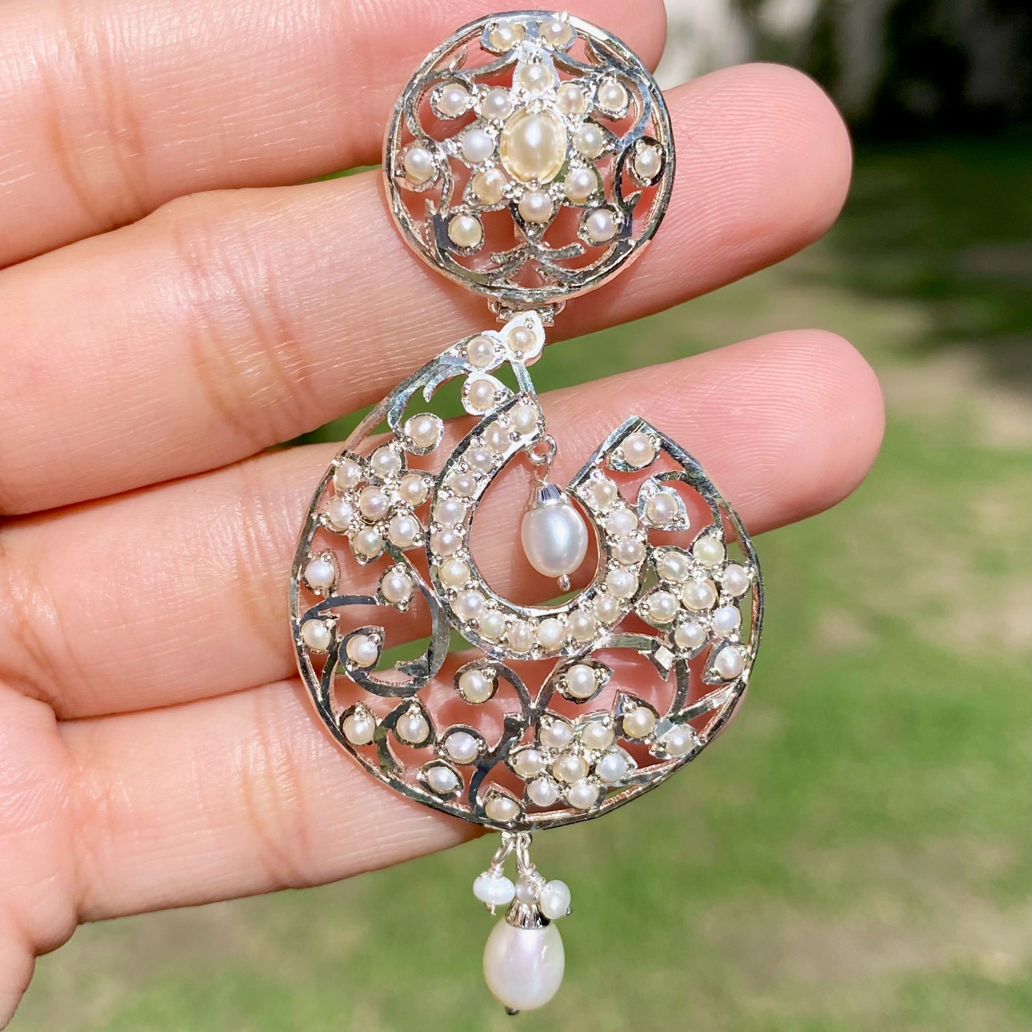 party wear silver earrings