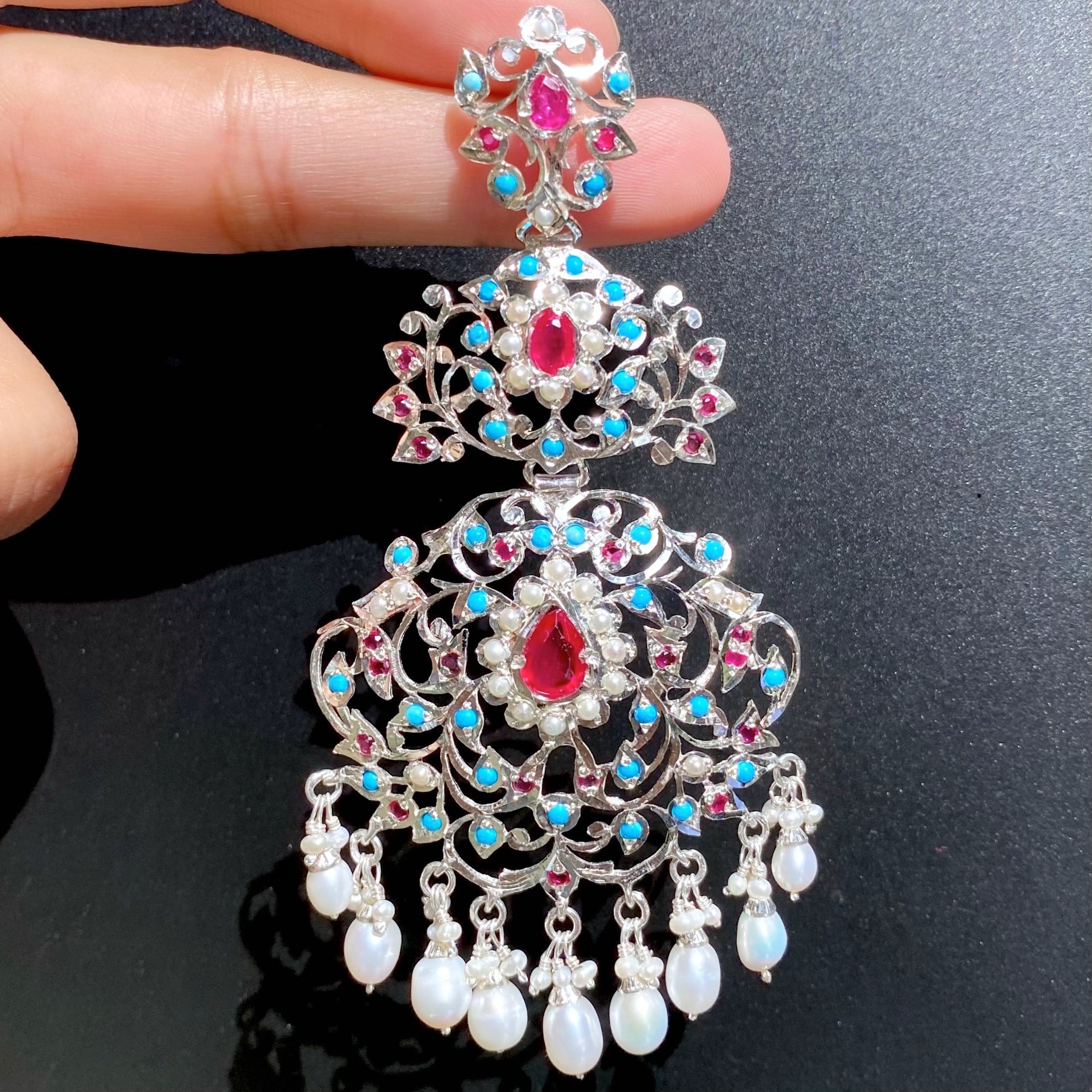 long silver earrings