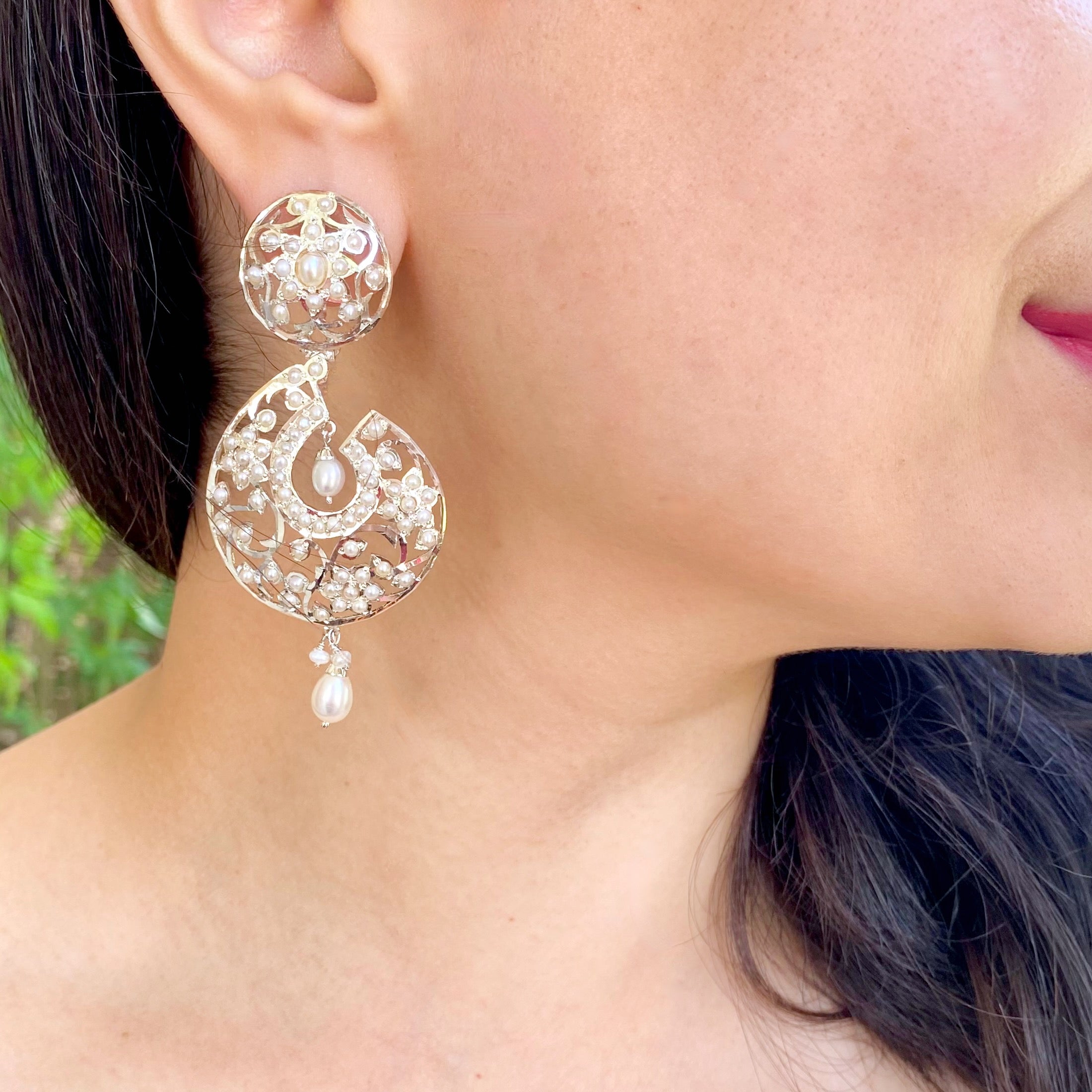 party wear silver earrings