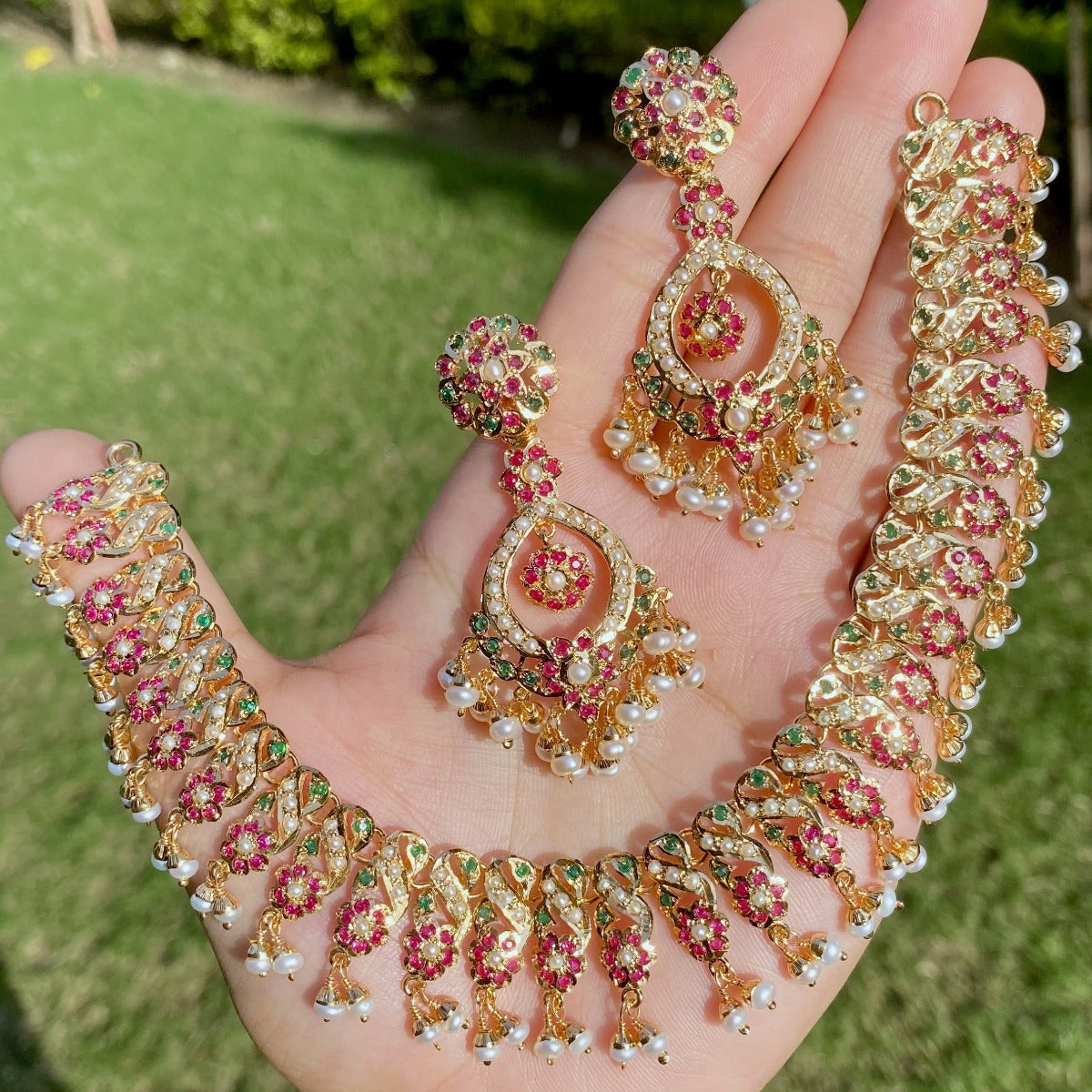 gold plated jadau set