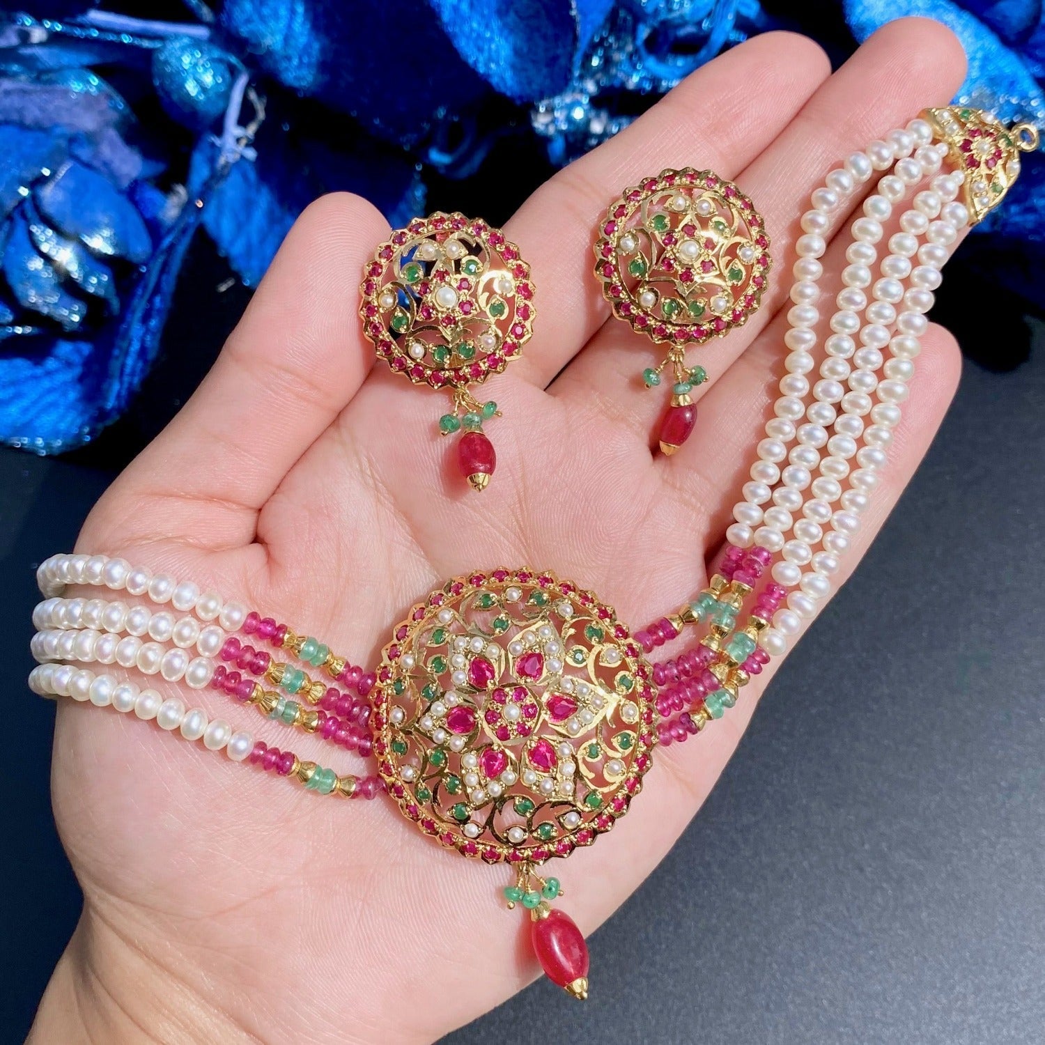 light weight jadau choker set