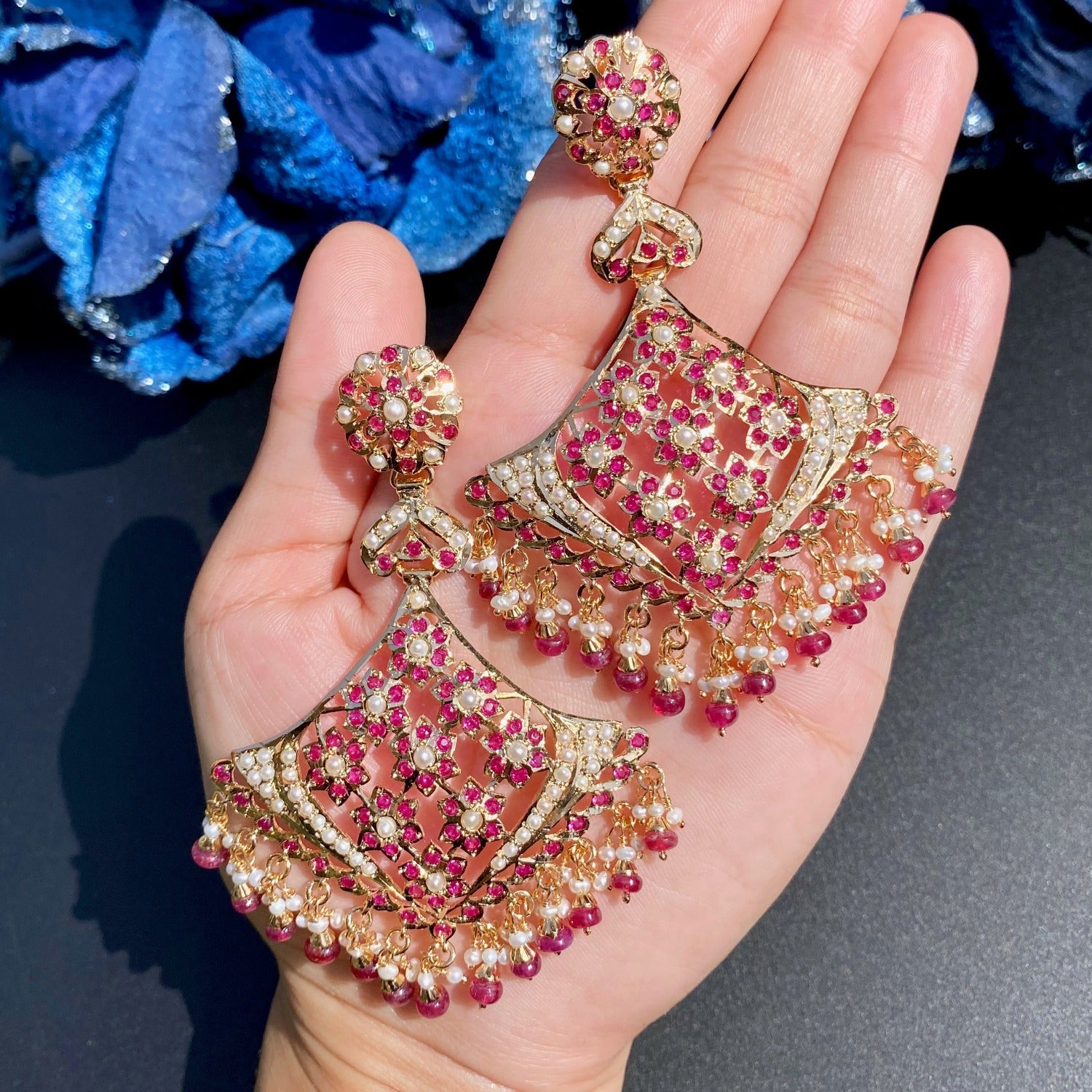 statement ruby earrings