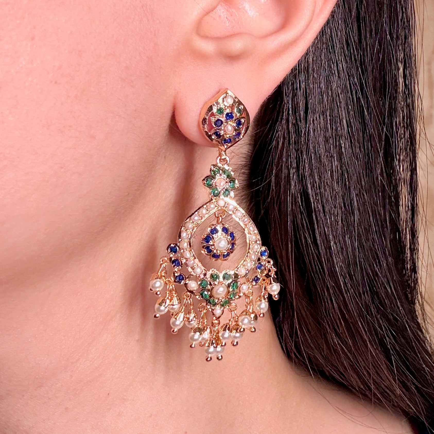 Long Chandbali Earrings | Gold Plated on Brass Base BER 027