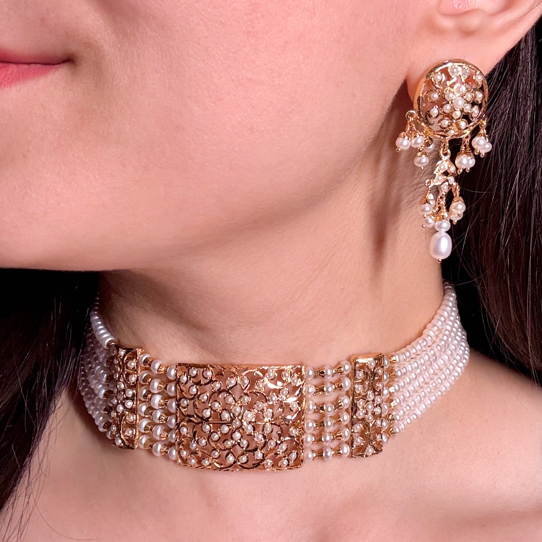 Classic Pearl Choker Set | Real Freshwater Pearls NS 428