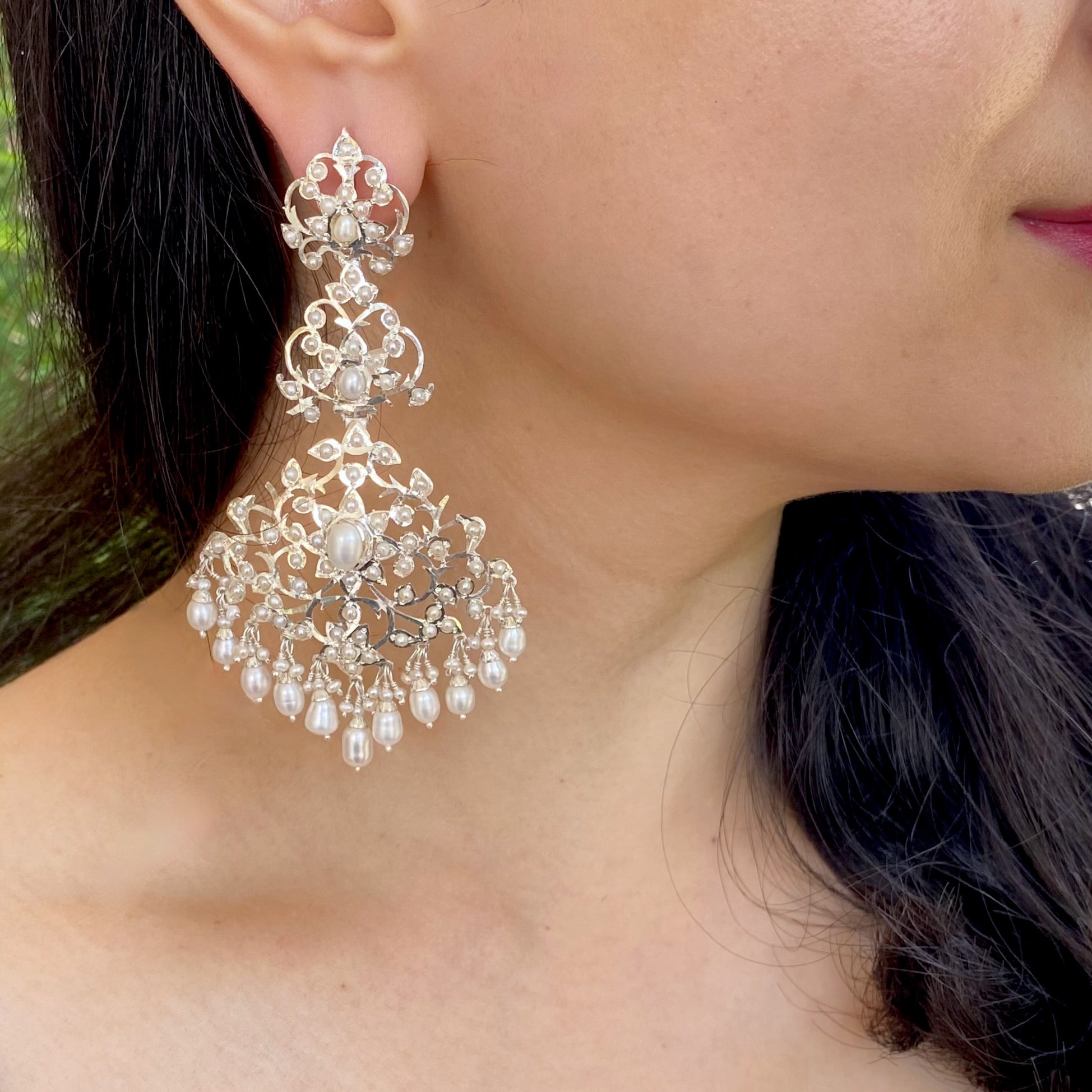 edwardian earrings in pearls