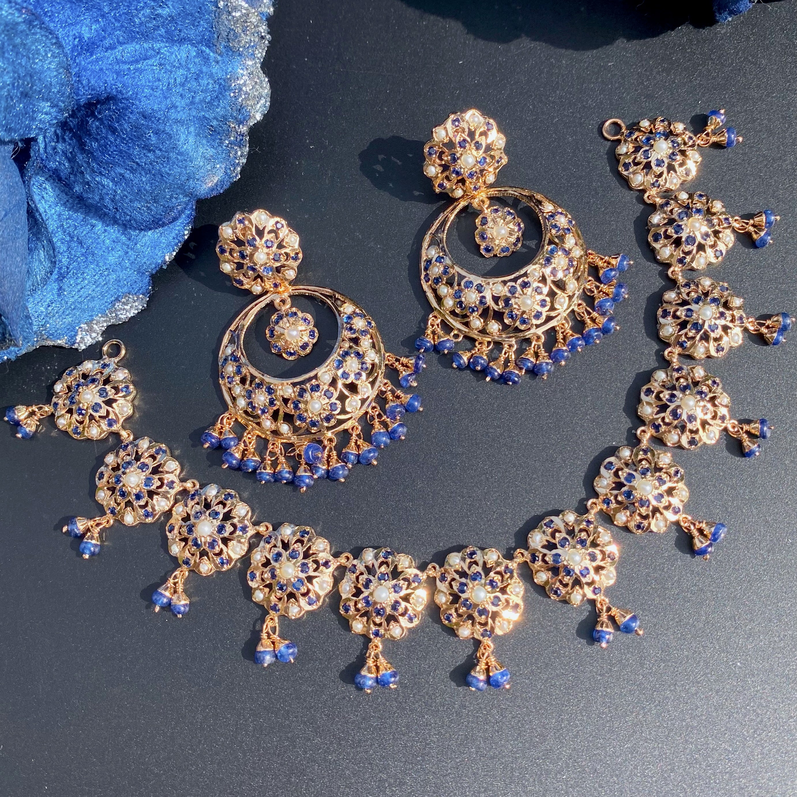 jadau necklace with chandbalis