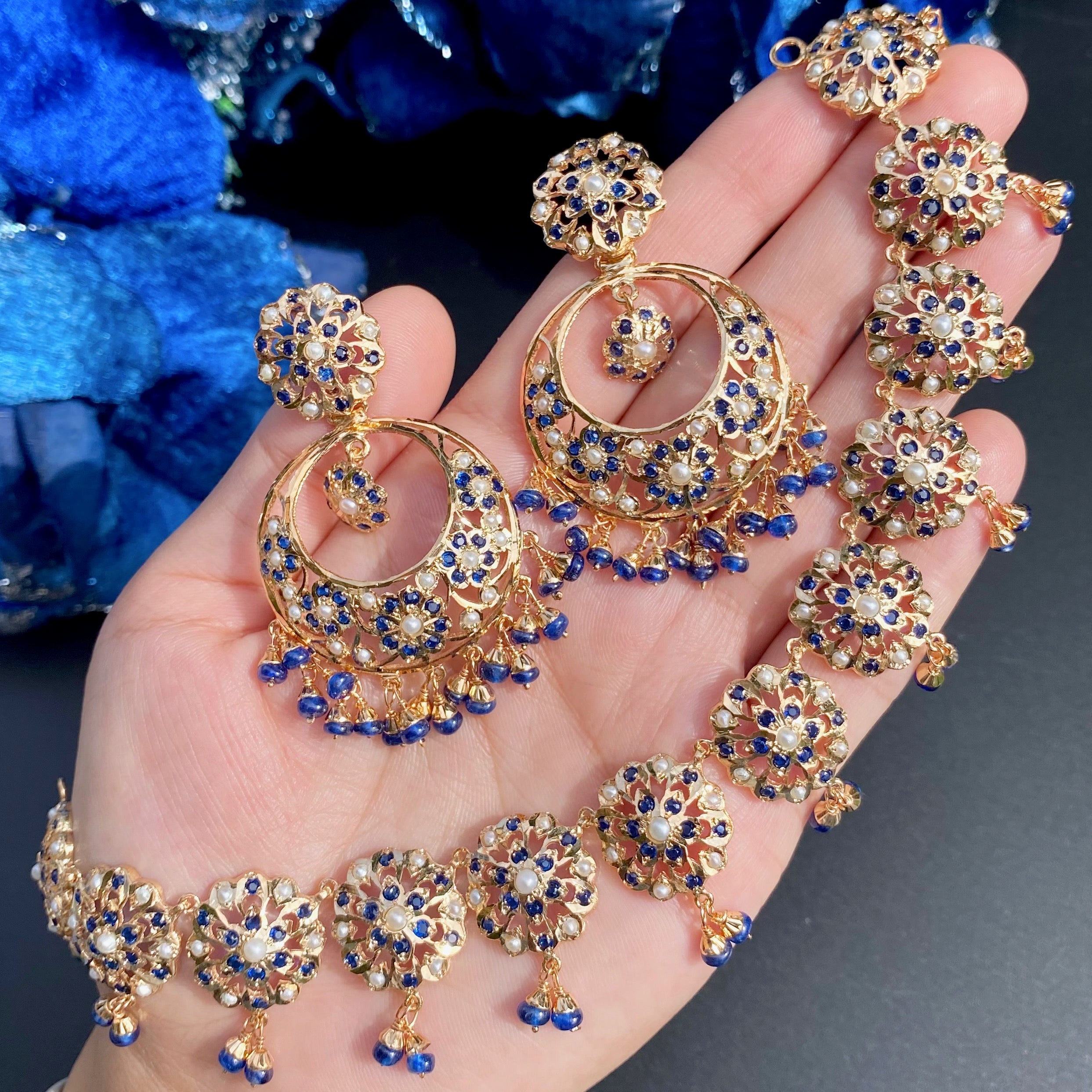 jadau necklace with chandbalis